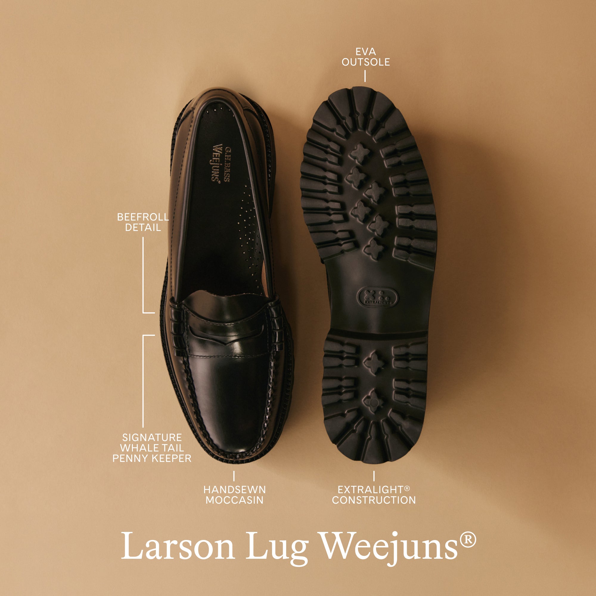 Men's Larson Lug Weejuns® Penny Loafer Open black | G.H. Bass