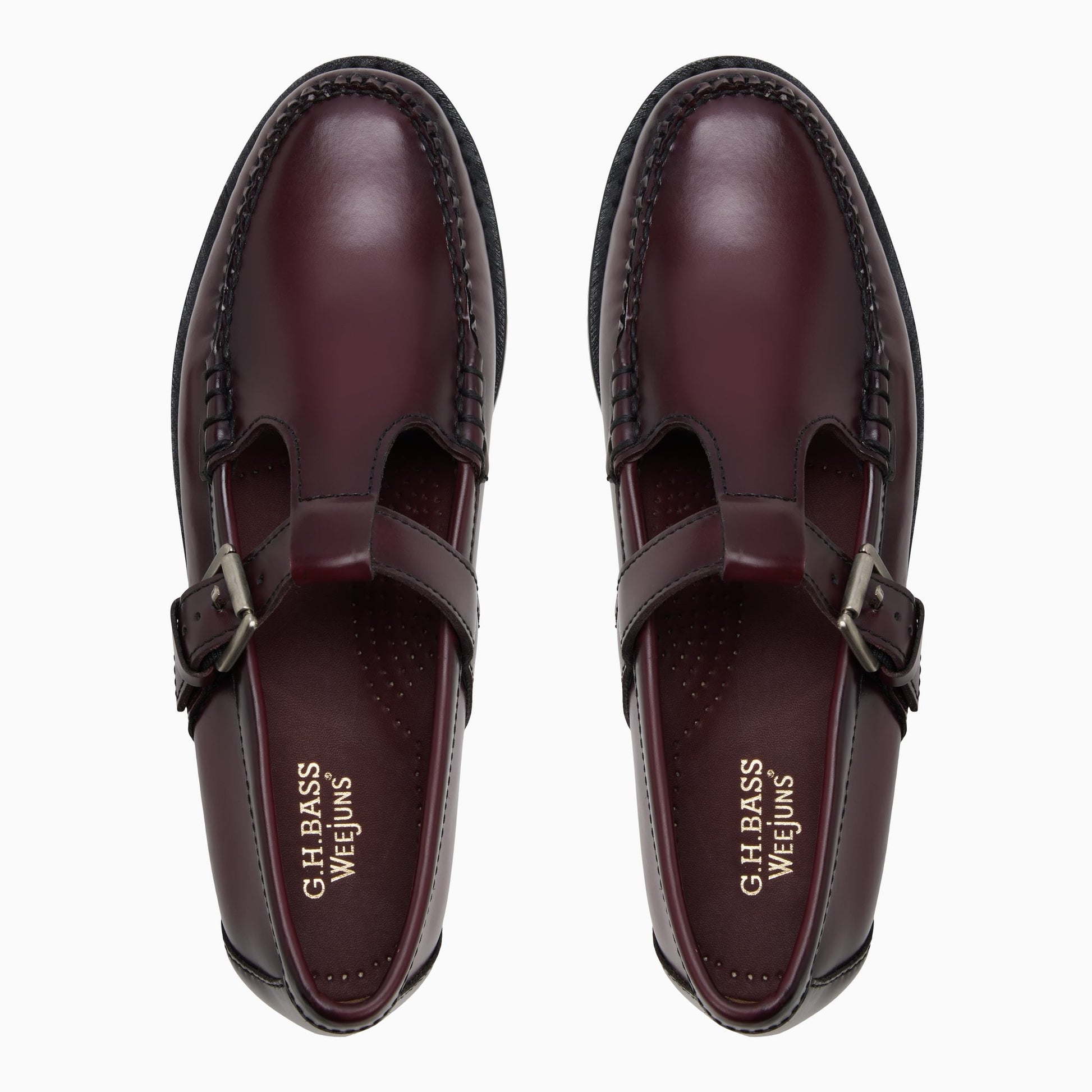 Three-quarter angle of Wine Womens Mary Jane Weejuns® Mary Janes's front side