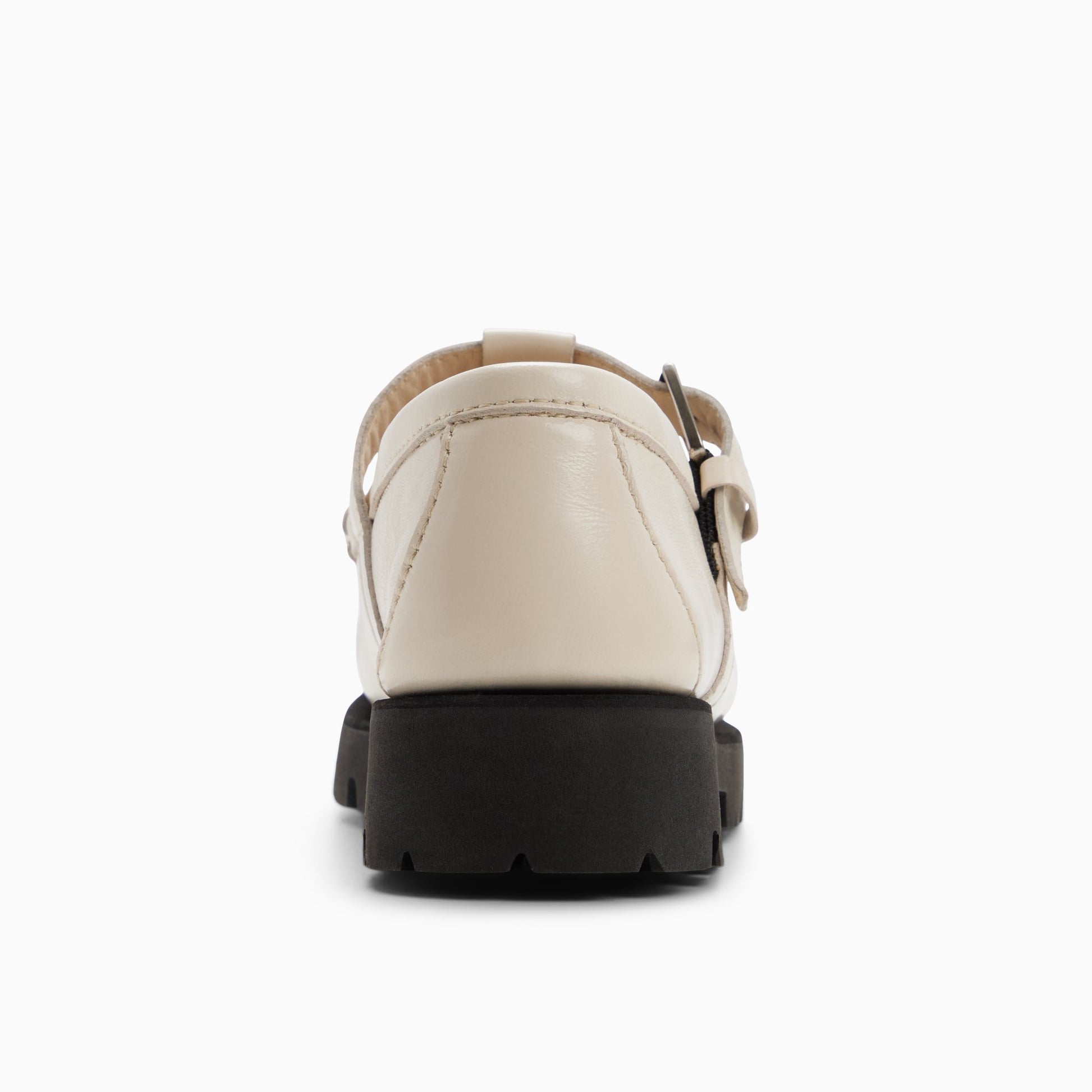 Side view of Cream Womens Mary Jane Fisherman Super Lug Mary Janes