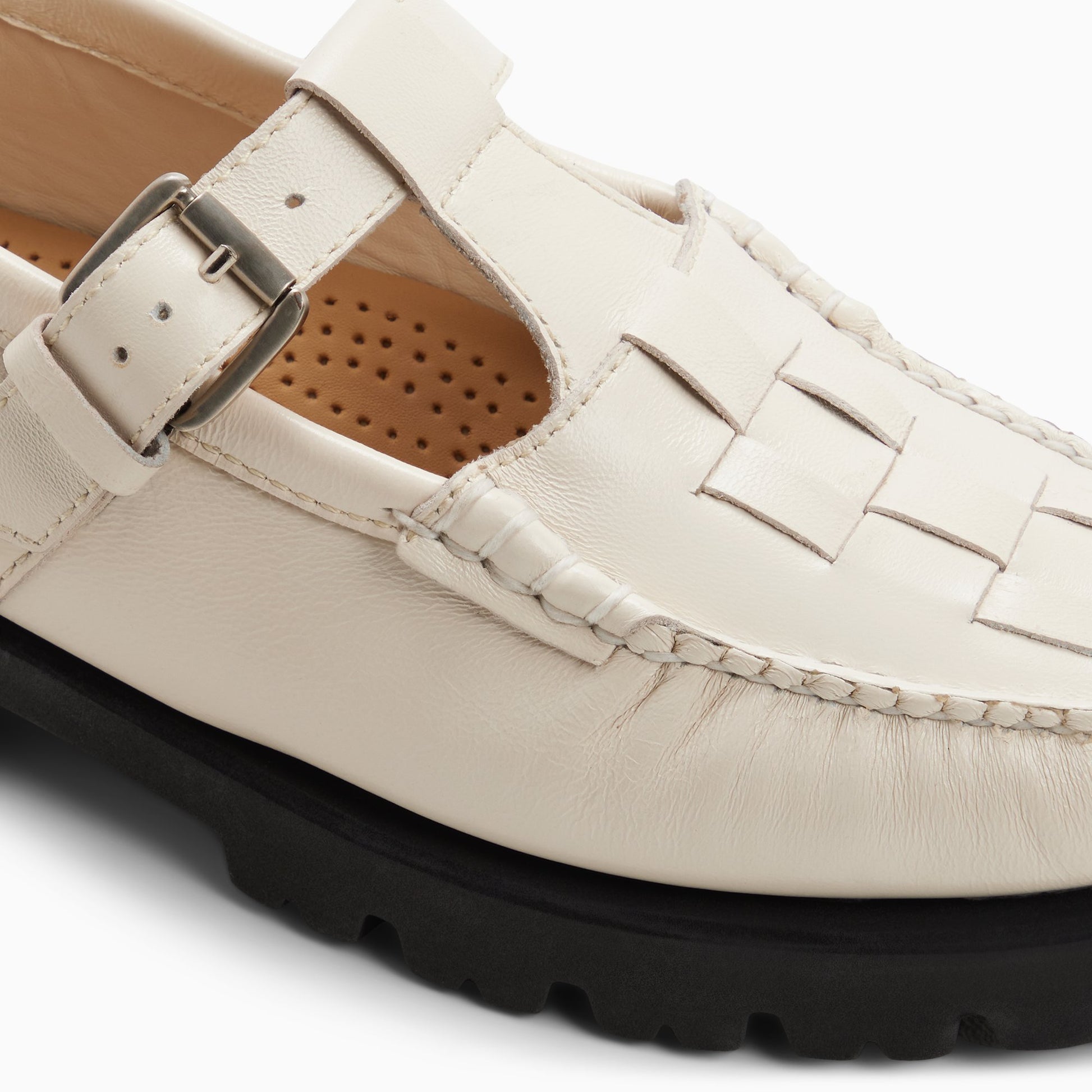 Top-down view of the Cream Womens Mary Jane Fisherman Super Lug Mary Janes