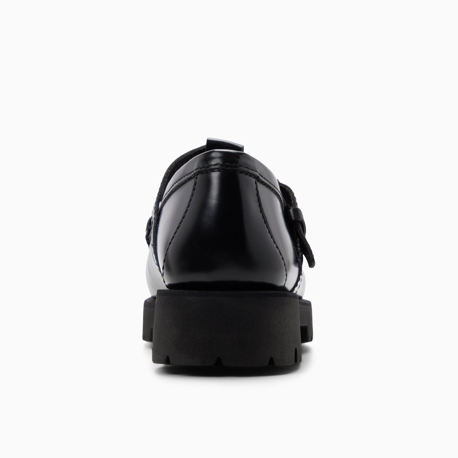 Side view of Black Womens Mary Jane Fisherman Super Lug Mary Janes