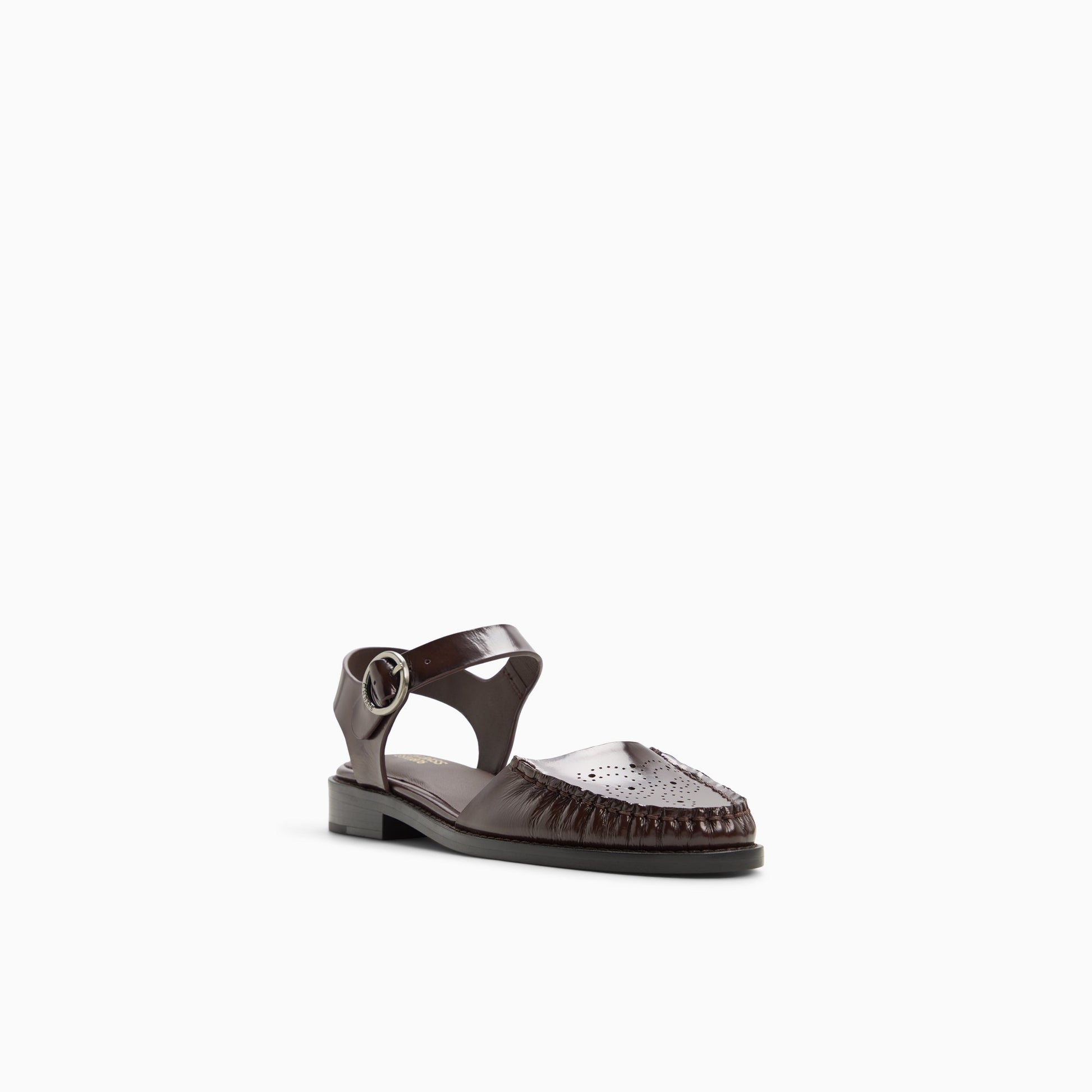 Three-quarter angle of Medium brown Womens Colette Closed Toe Sandal Closed Toe Sandals's back side