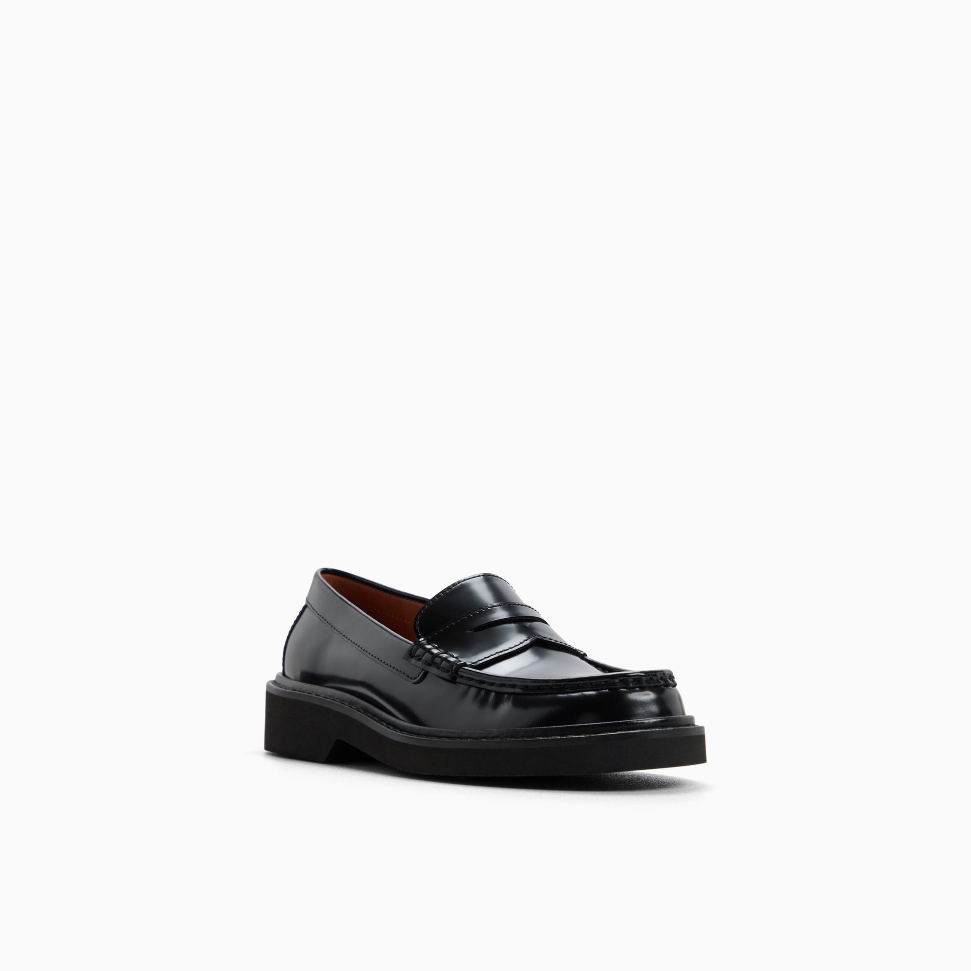 Three-quarter angle of Black Womens Grace Penny Loafer Penny Loafers's back side