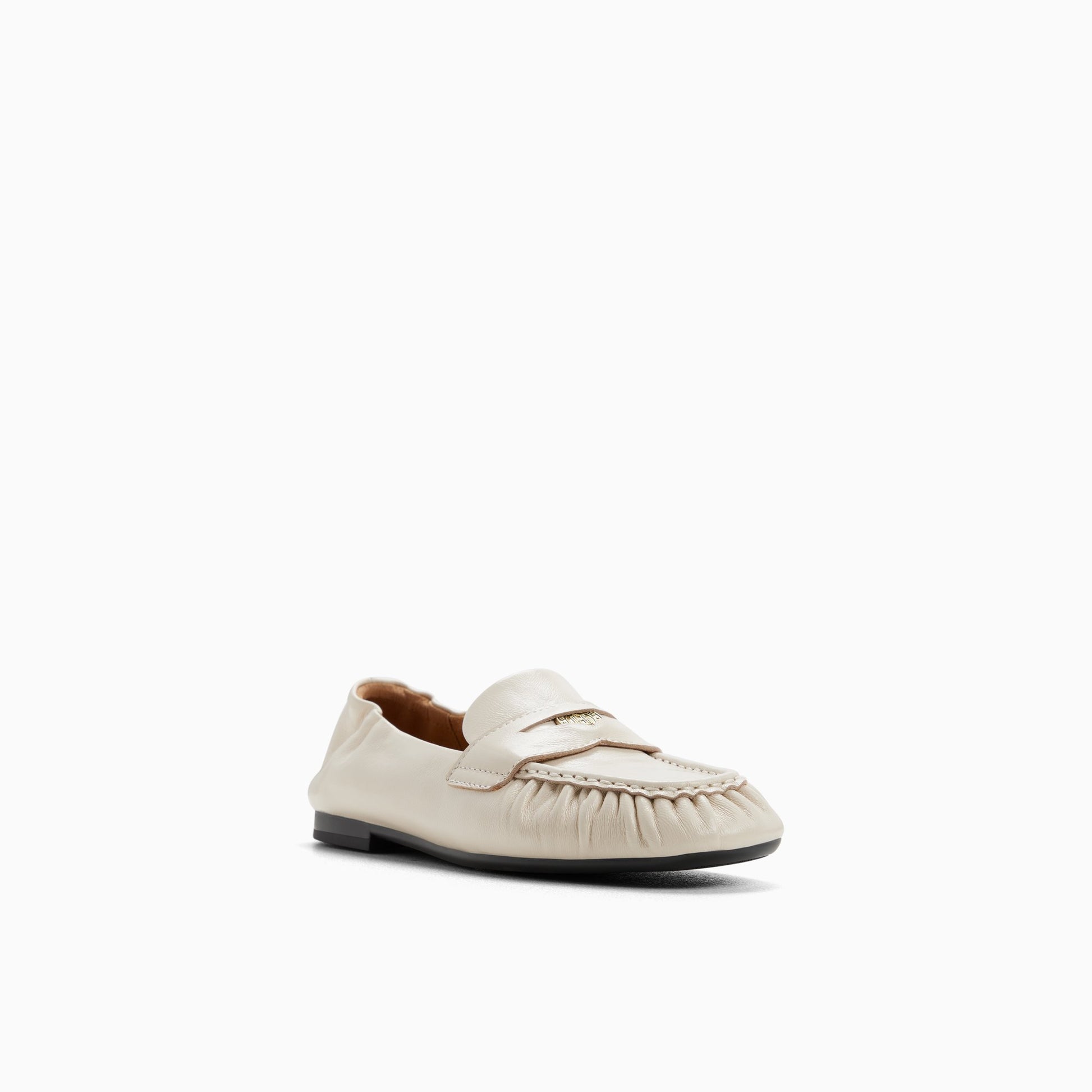 Three-quarter angle of Cream Womens Rumi Penny Loafer Penny Loafers's back side