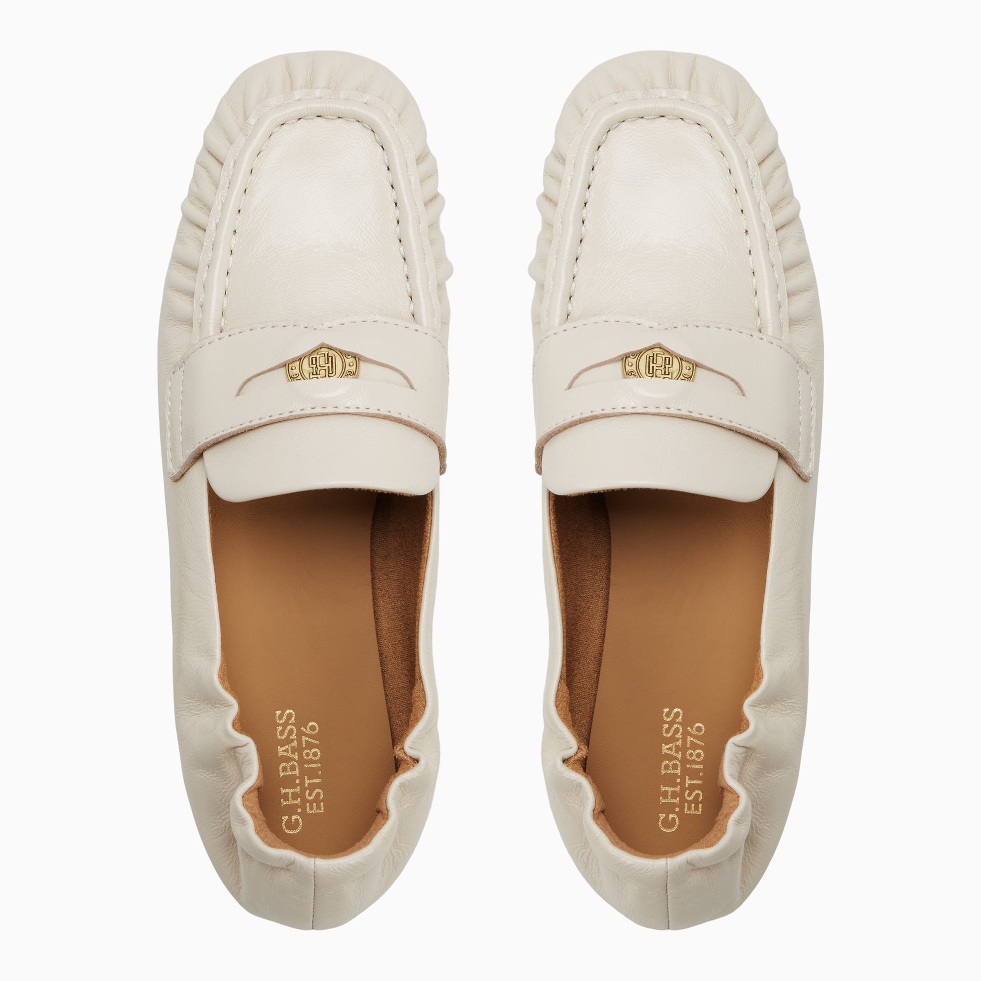 Three-quarter angle of Cream Womens Rumi Penny Loafer Penny Loafers's front side