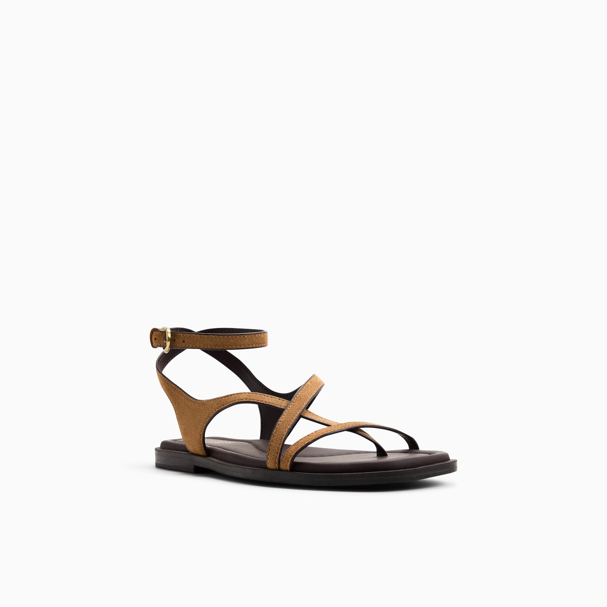 Three-quarter angle of Light brown Womens Palmer Strappy Sandal Strappy Sandals's back side