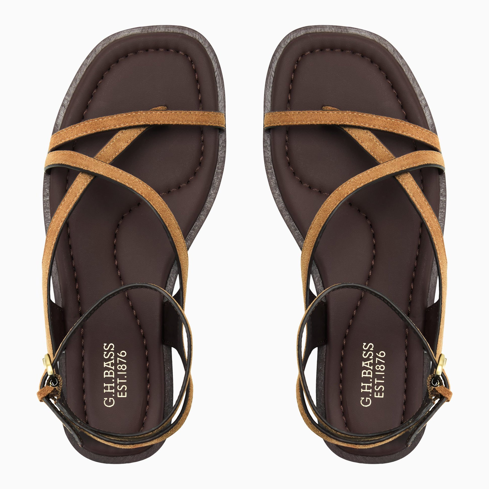 Three-quarter angle of Light brown Womens Palmer Strappy Sandal Strappy Sandals's front side