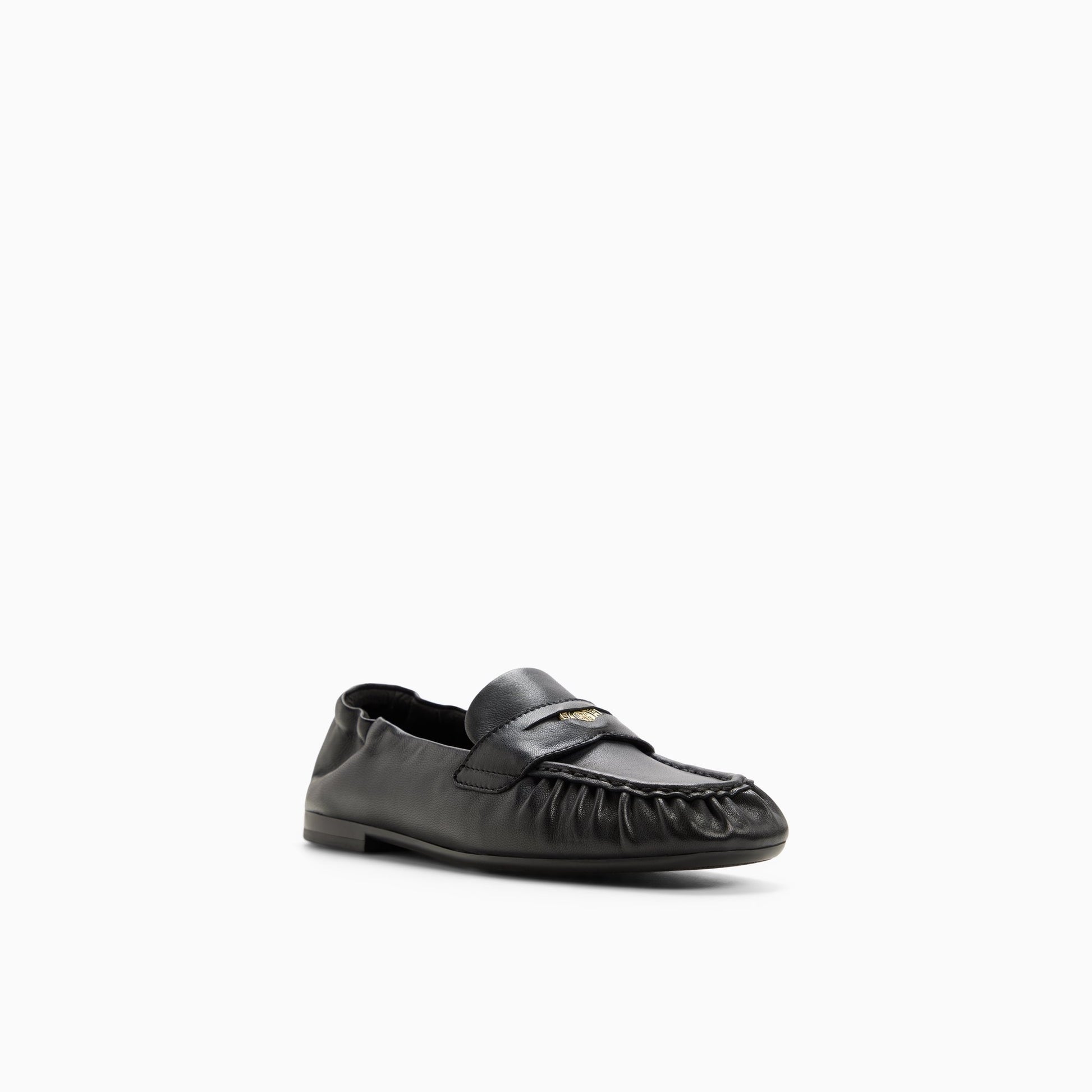 Three-quarter angle of Black Womens Rumi Penny Loafer Penny Loafers's back side
