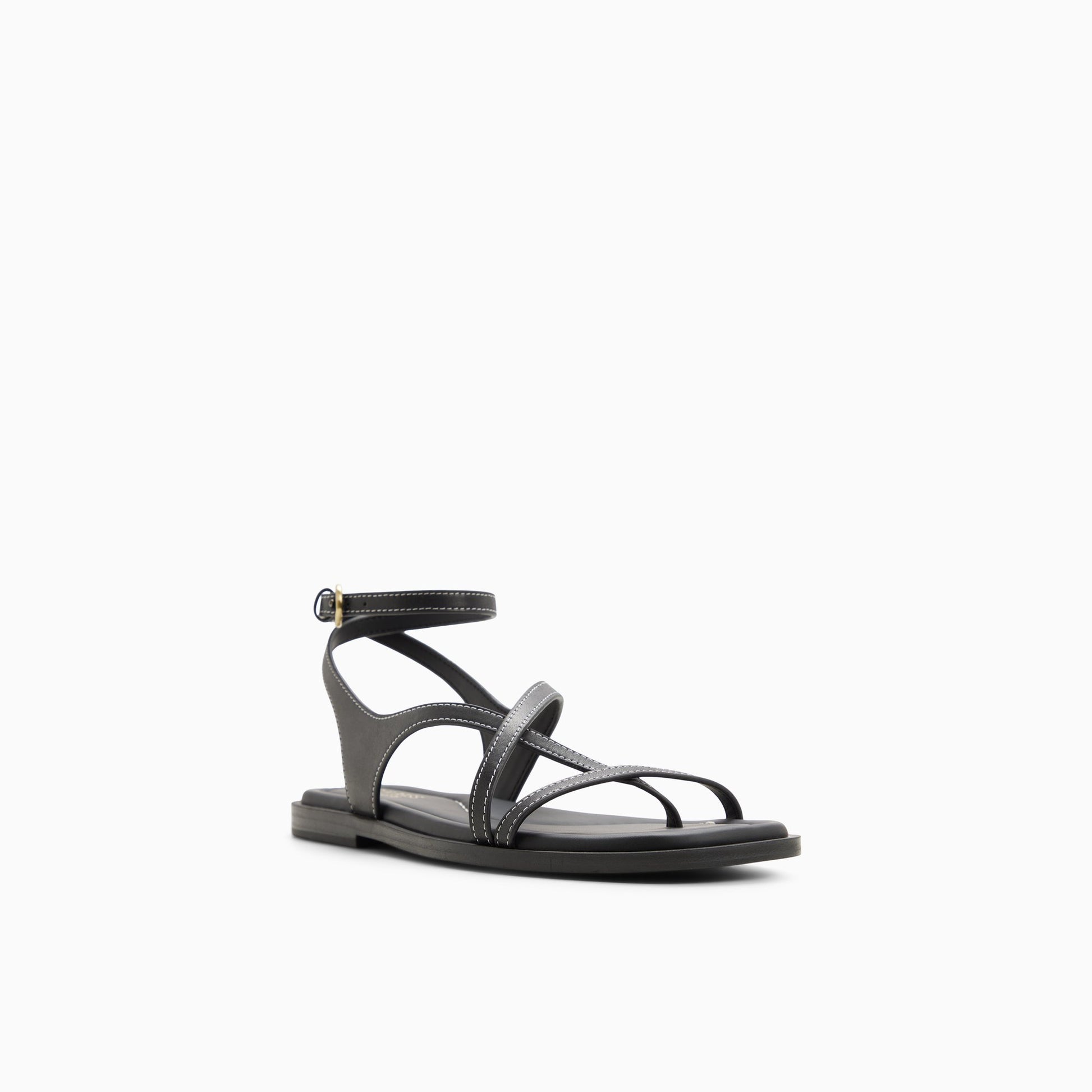 Three-quarter angle of Black Womens Palmer Strappy Sandal Strappy Sandals's back side