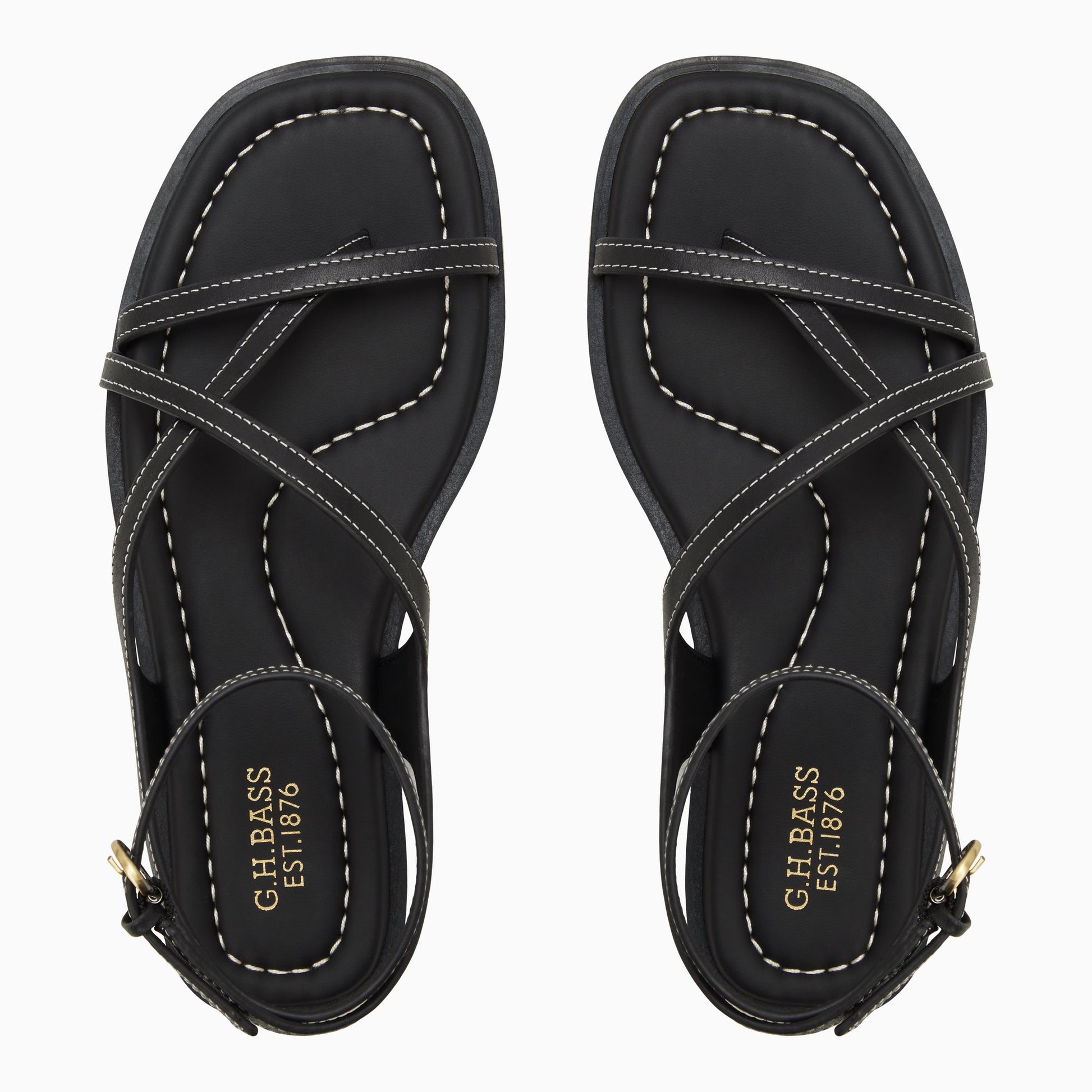 Three-quarter angle of Black Womens Palmer Strappy Sandal Strappy Sandals's front side