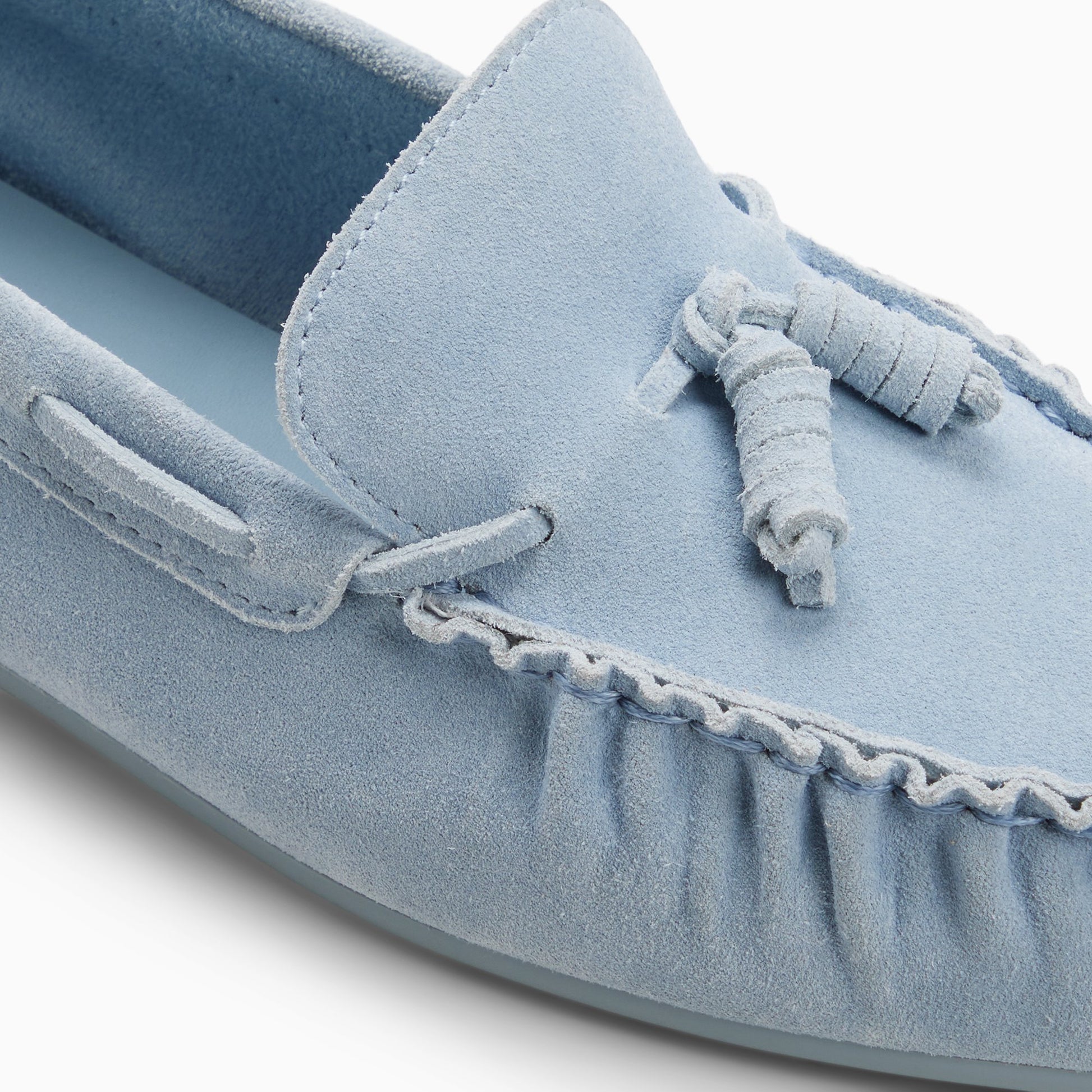 Top-down view of the Clay heather Womens Astrid Tassel Loafer Tassel Loafers