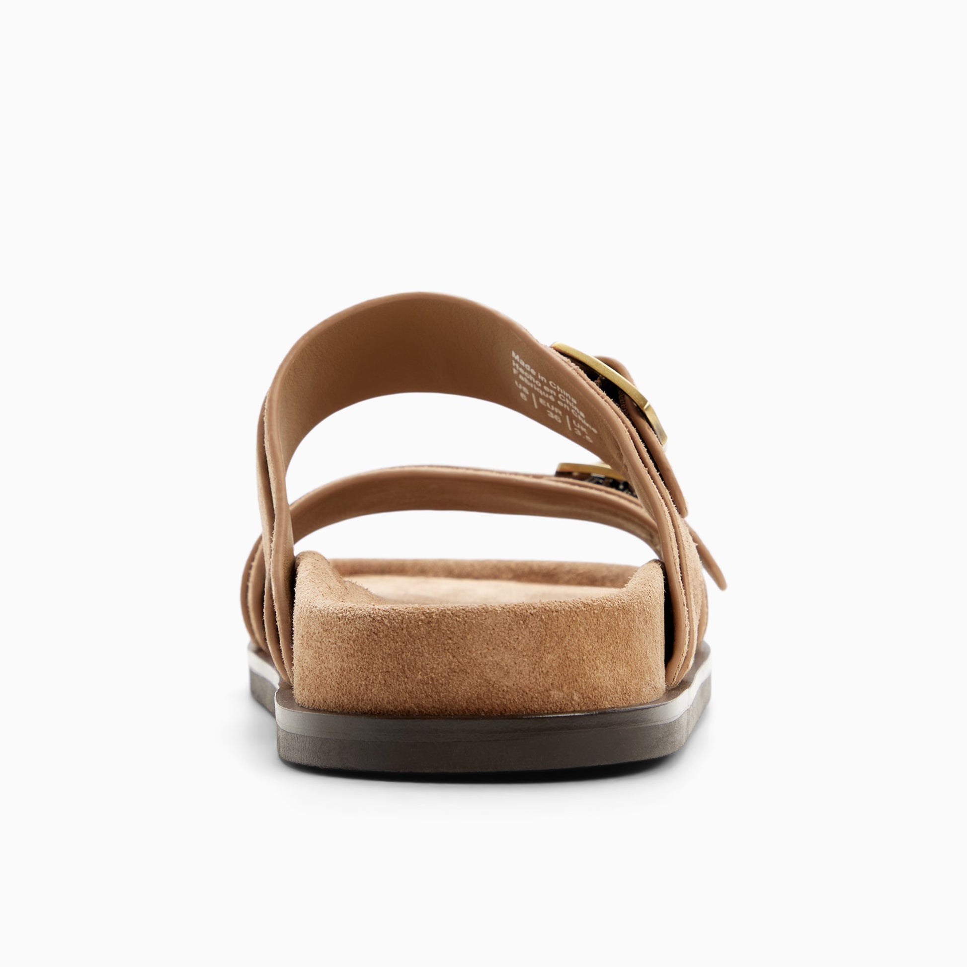 Side view of Light brown Womens Cecilia Double Strap Sandal Footbed Double Strap Sandals