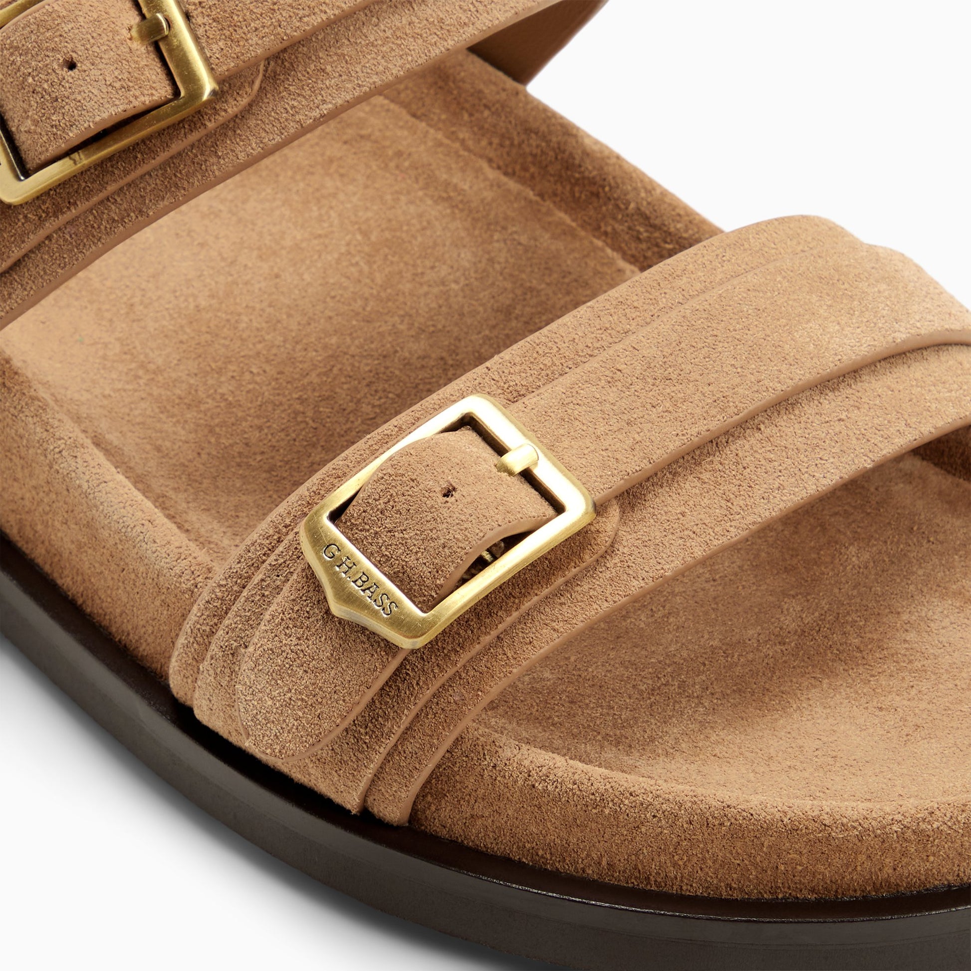 Top-down view of the Light brown Womens Cecilia Double Strap Sandal Footbed Double Strap Sandals