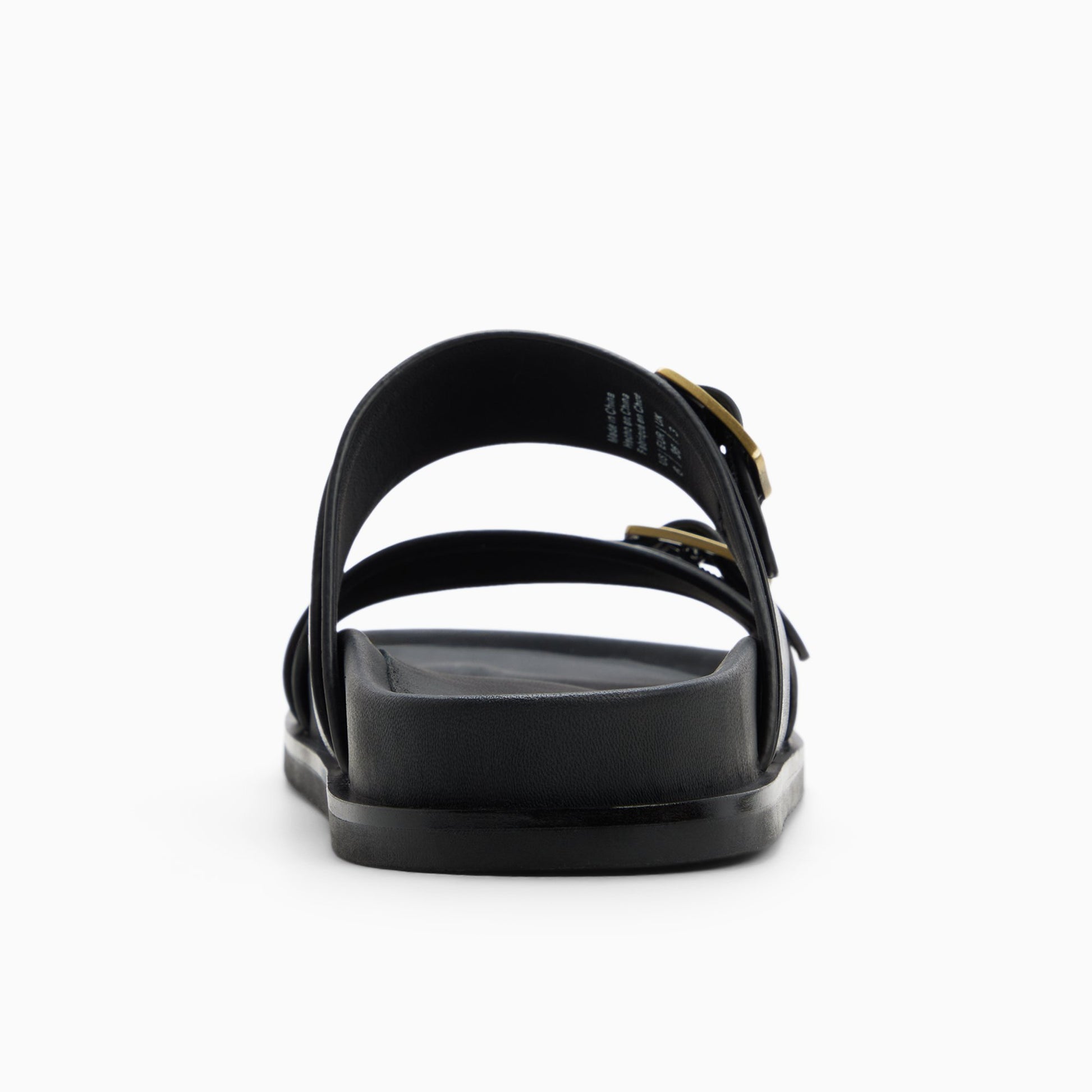Side view of Black Womens Cecilia Double Strap Sandal Footbed Double Strap Sandals