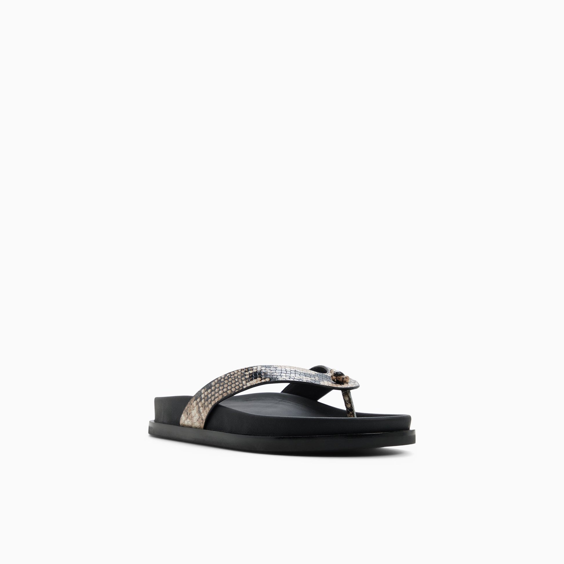 Three-quarter angle of Natural Womens Wynn Footbed Thong Sandal Footbed Thong Sandals's back side