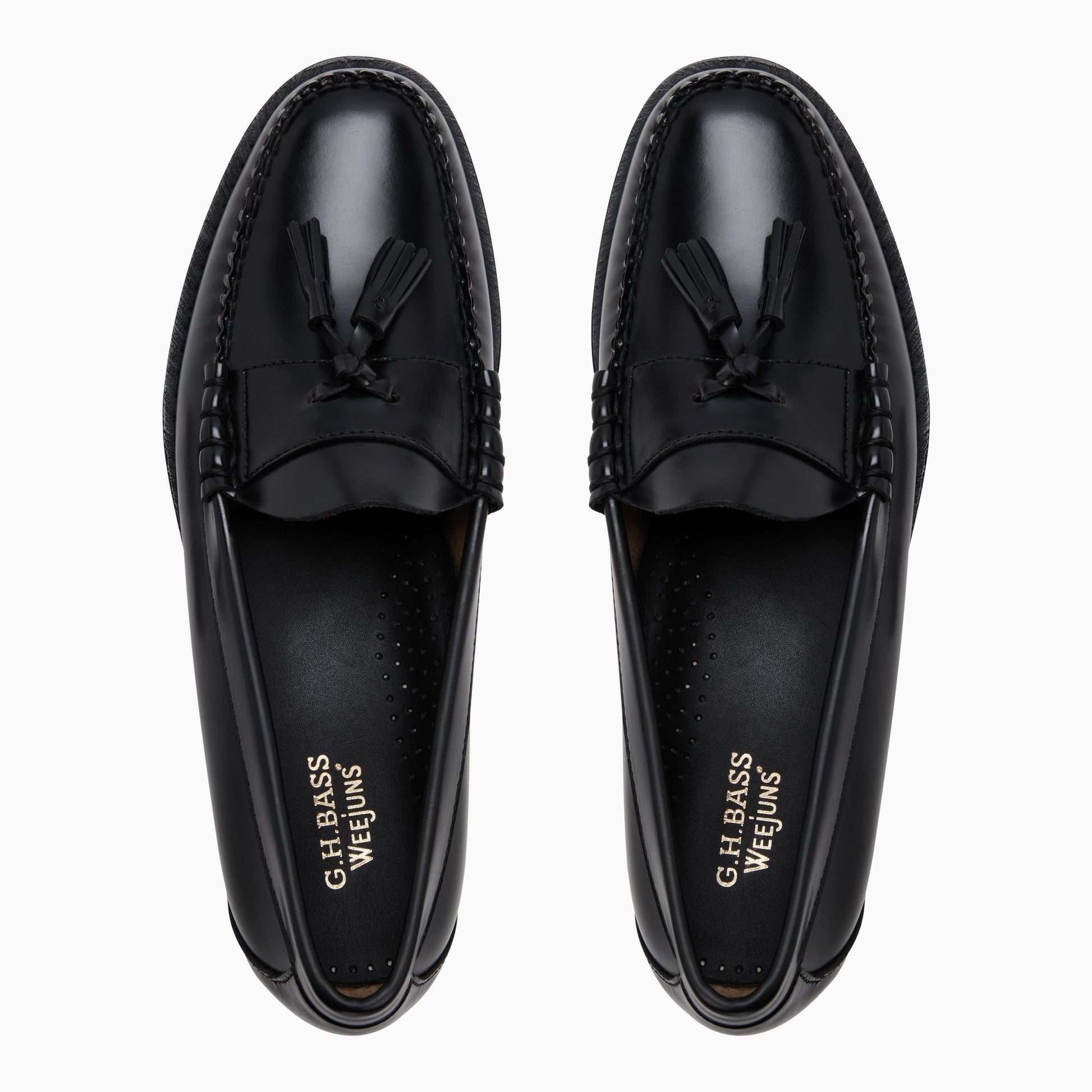 Three-quarter angle of Black Mens Lennox Weejuns® Tassel Loafer Tassel Loafers's front side