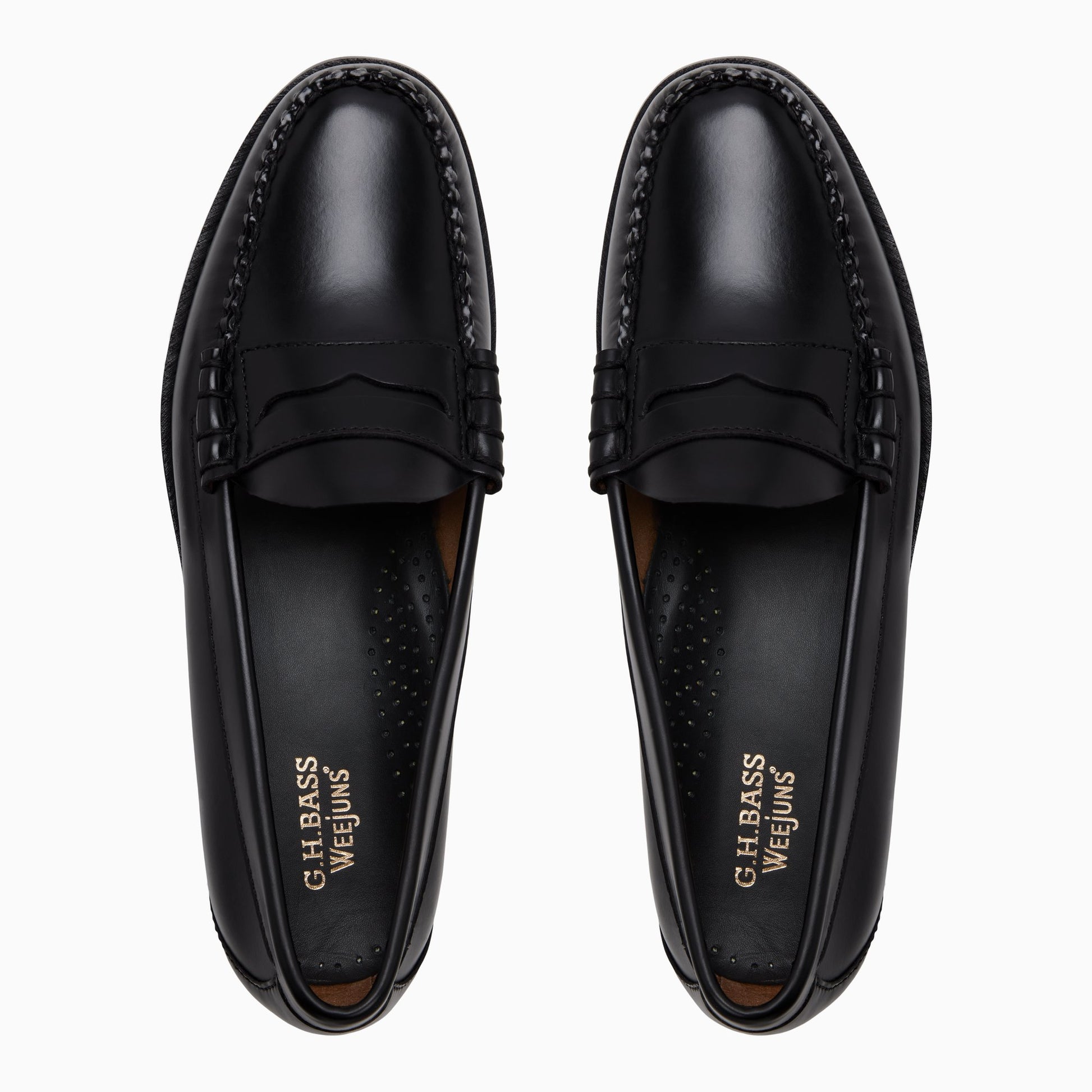 Three-quarter angle of Black Mens Larson Weejuns® Penny Loafer Penny Loafers's front side