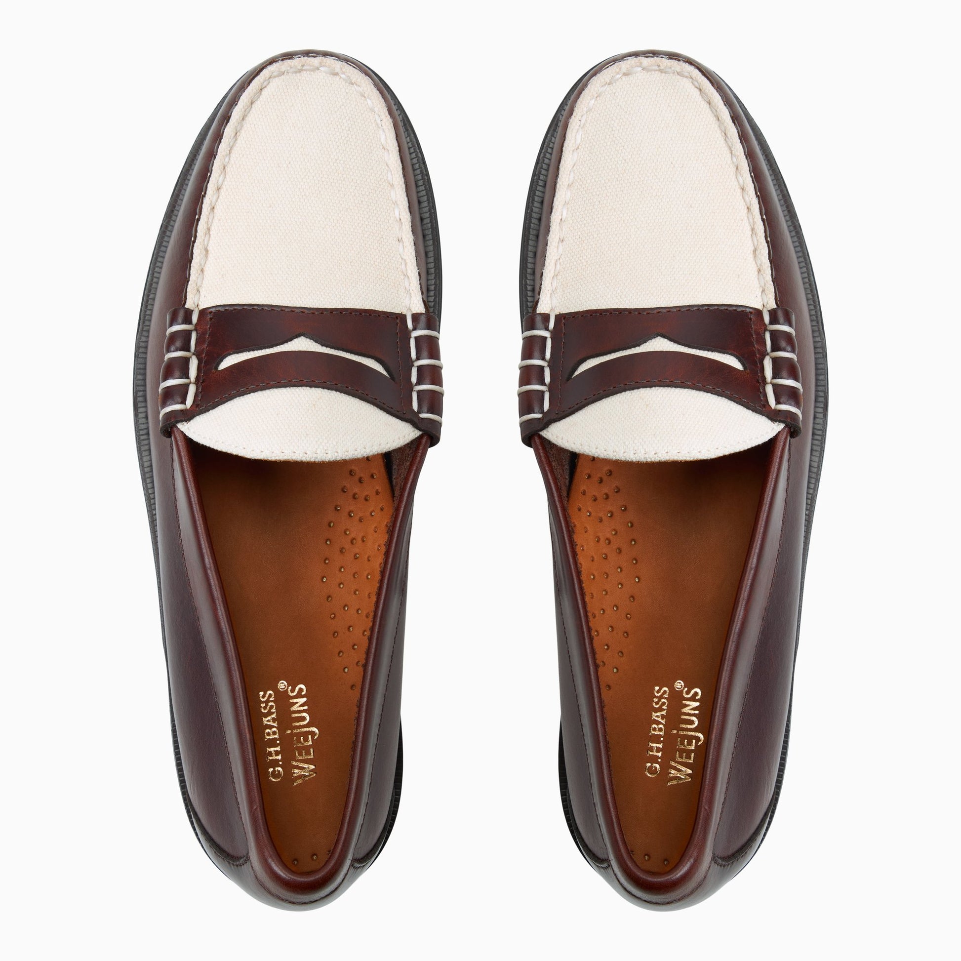 Three-quarter angle of Brown Mens Larson Heritage Weejuns® Penny Loafer Penny Loafers's front side