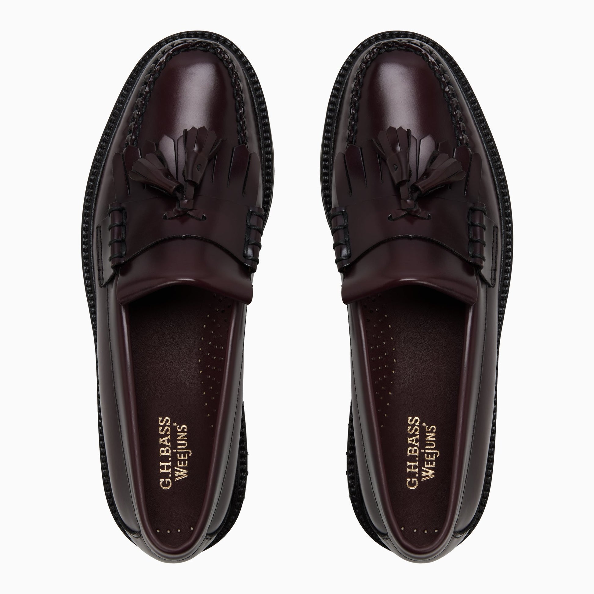 Three-quarter angle of Wine Mens Layton Lug Weejuns® Tassel Loafer Kiltie &amp; Tassel Loafers's front side