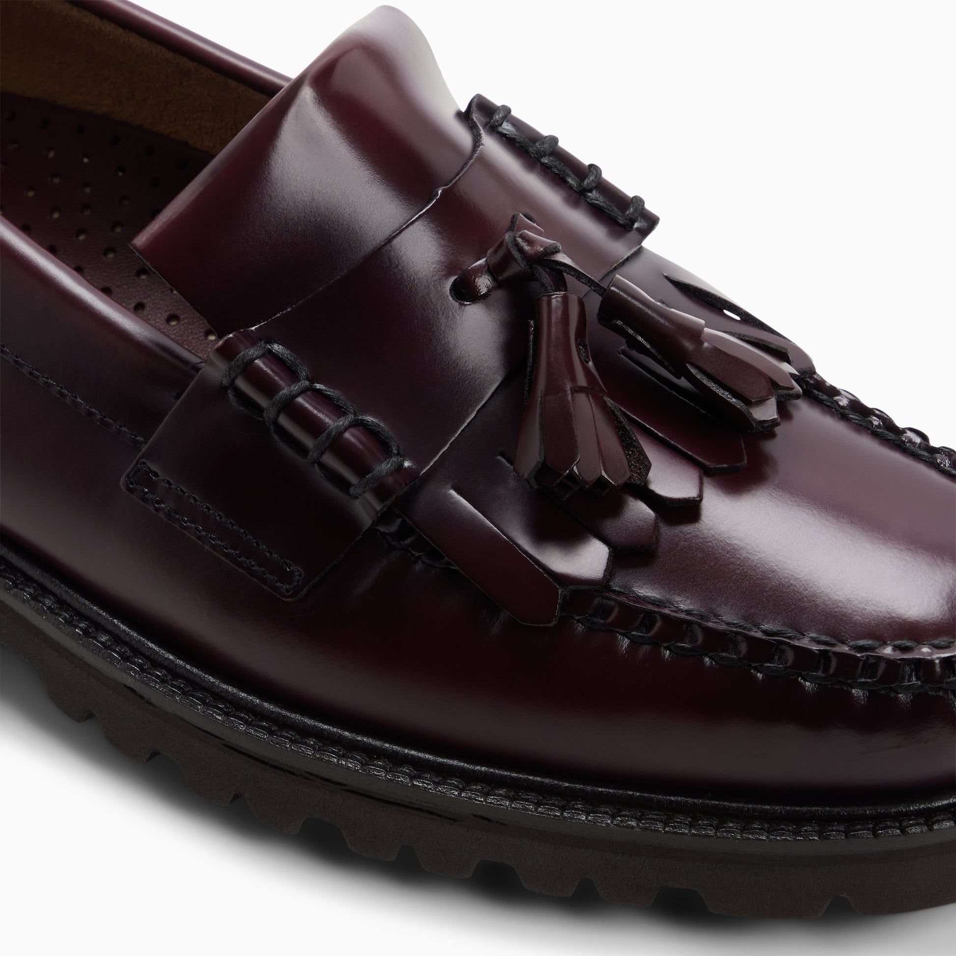 Top-down view of the Wine Mens Layton Lug Weejuns® Tassel Loafer Kiltie &amp; Tassel Loafers