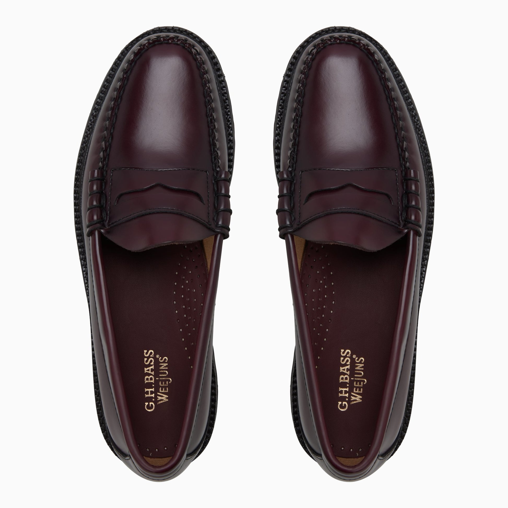 Three-quarter angle of Wine Mens Larson Lug Weejuns® Penny Loafer Penny Loafers's front side