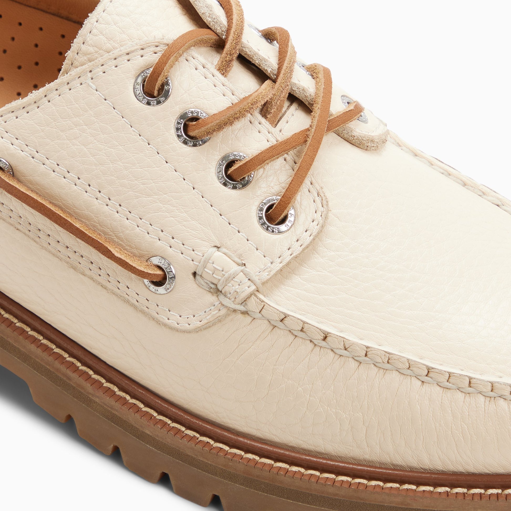 Top-down view of the Cream Mens Ranger Camp Moc Boat Shoe Boat Shoes