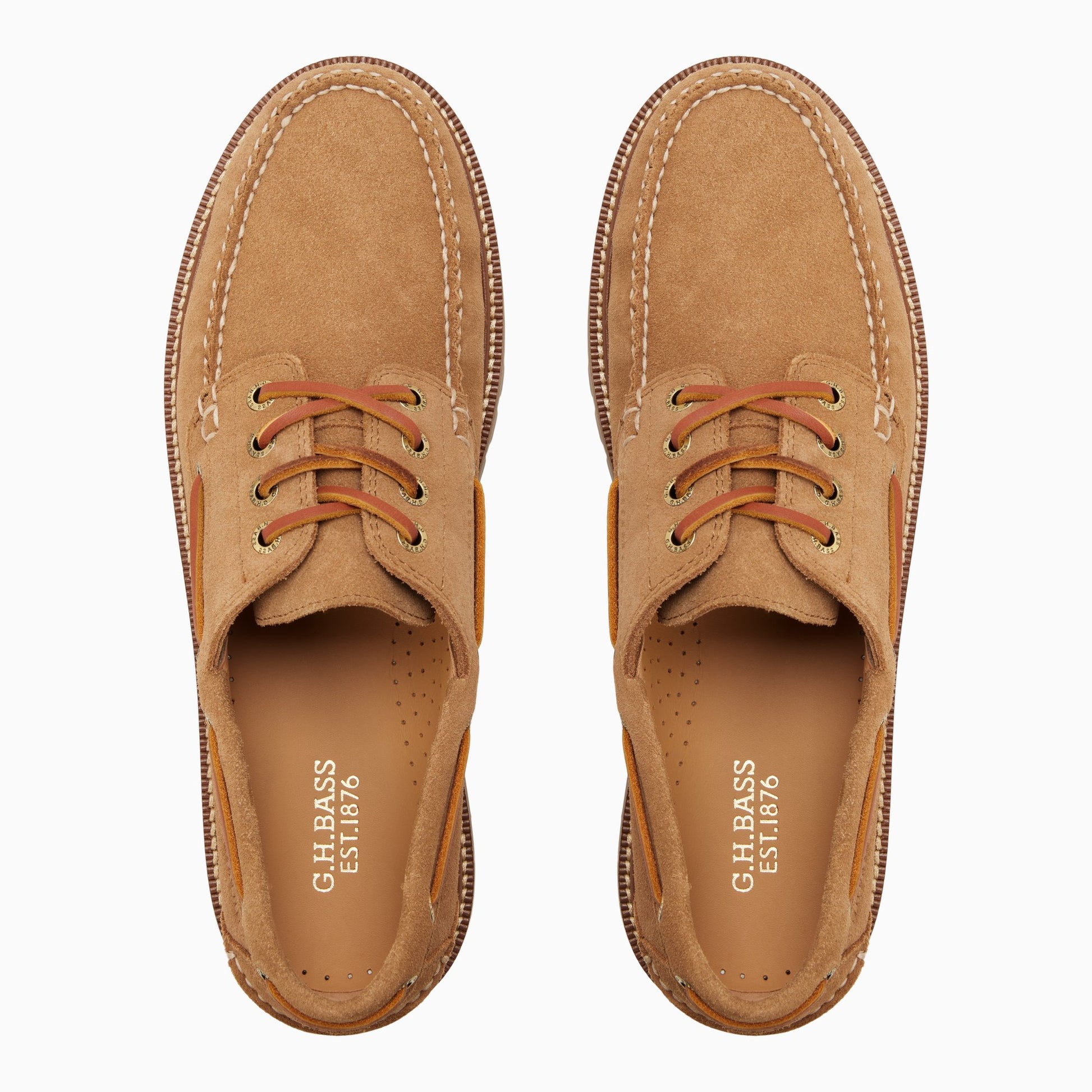 Three-quarter angle of Light brown Mens Ranger Camp Moc Boat Shoe Boat Shoes's front side