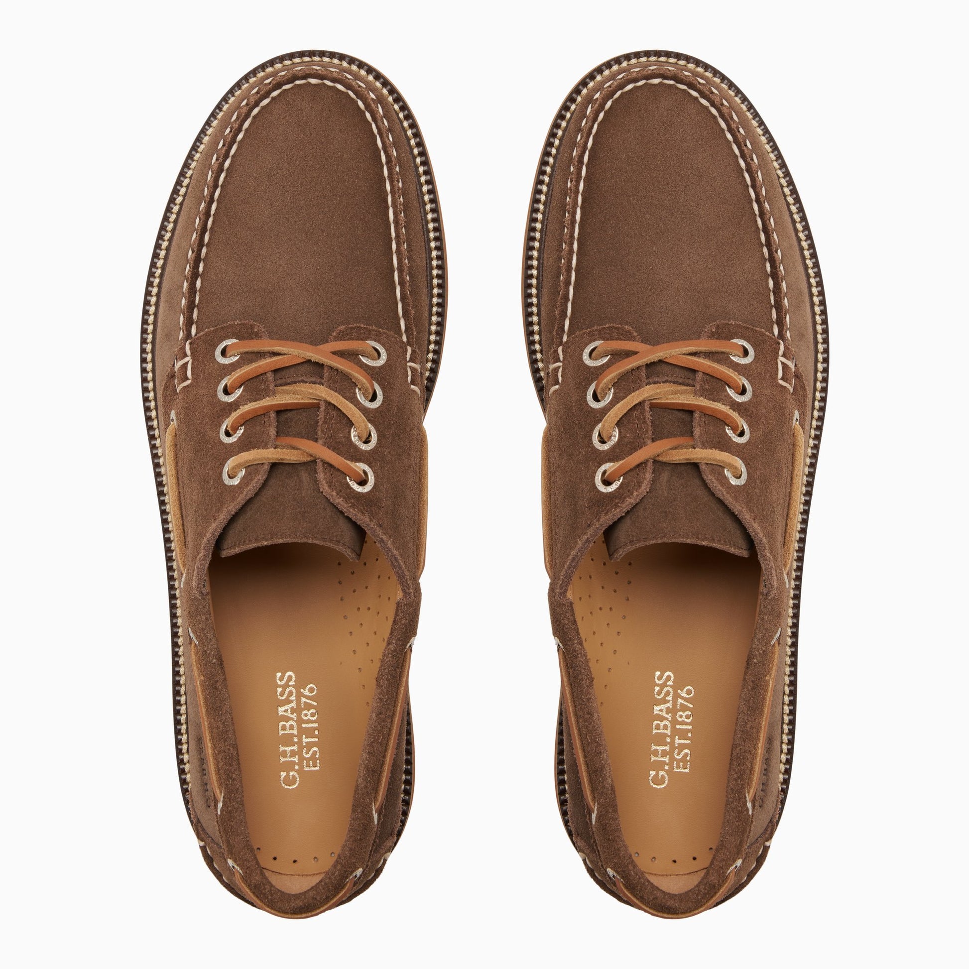 Three-quarter angle of Brown Mens Ranger Camp Moc Boat Shoe Boat Shoes's front side