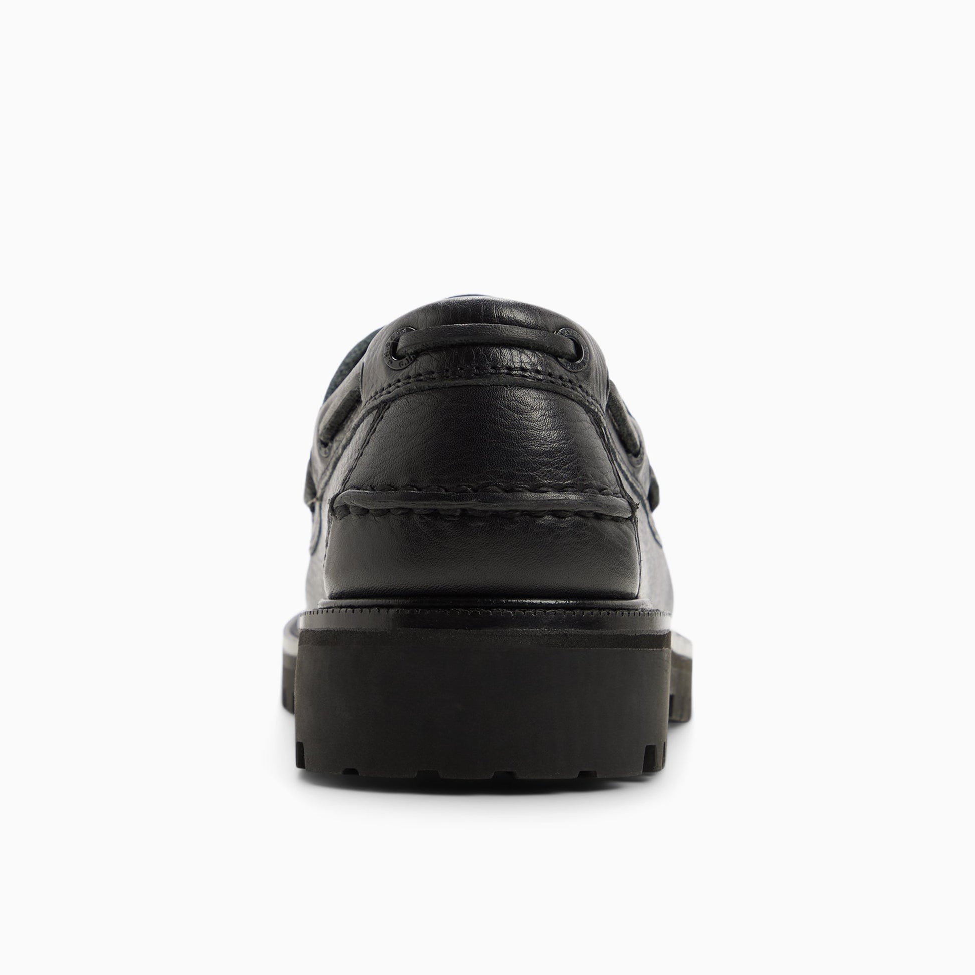 Side view of Black Mens Ranger Camp Moc Boat Shoe Boat Shoes
