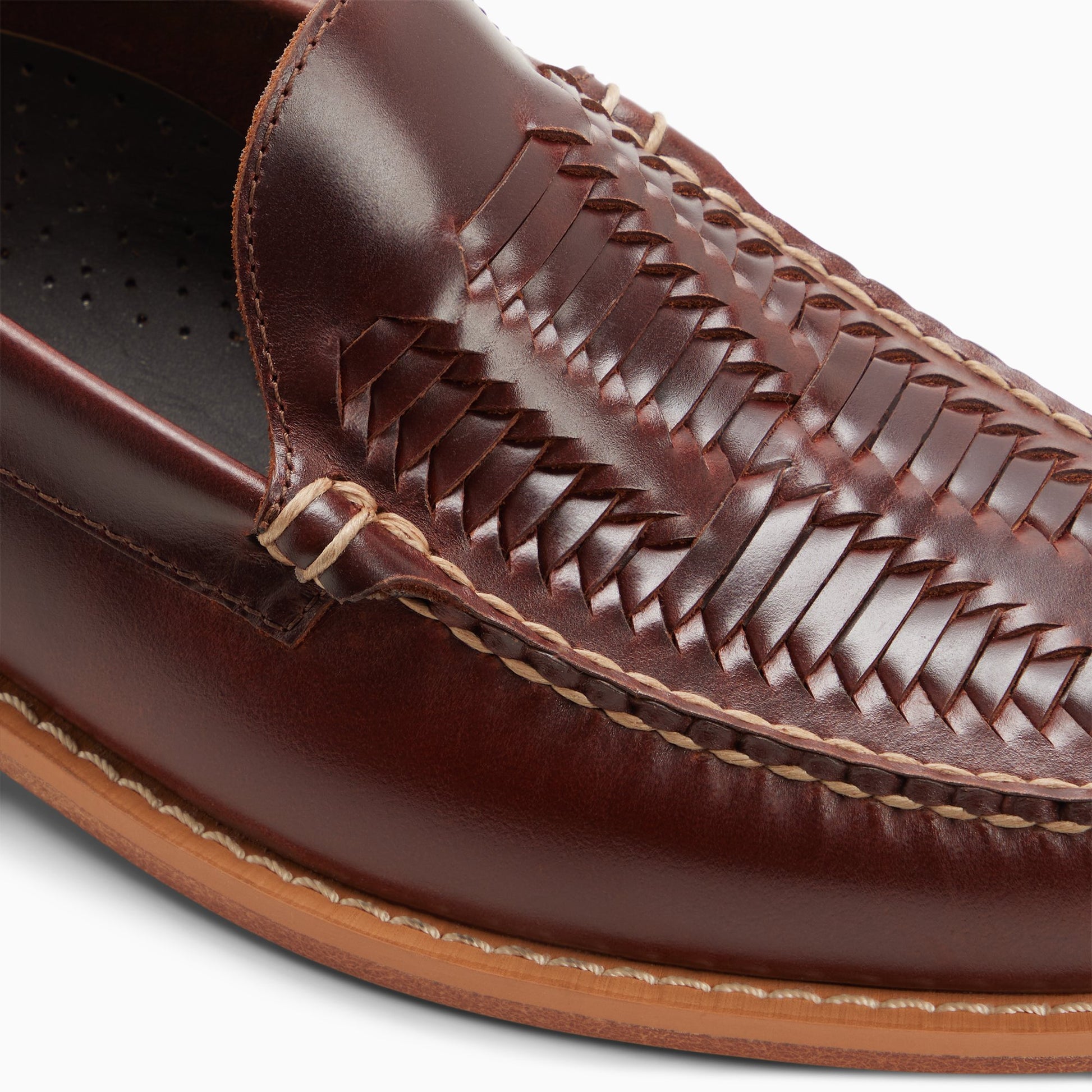 Top-down view of the Dark brown Mens Larson Venetian Loom Weejuns® Loafer Venetian Loafers