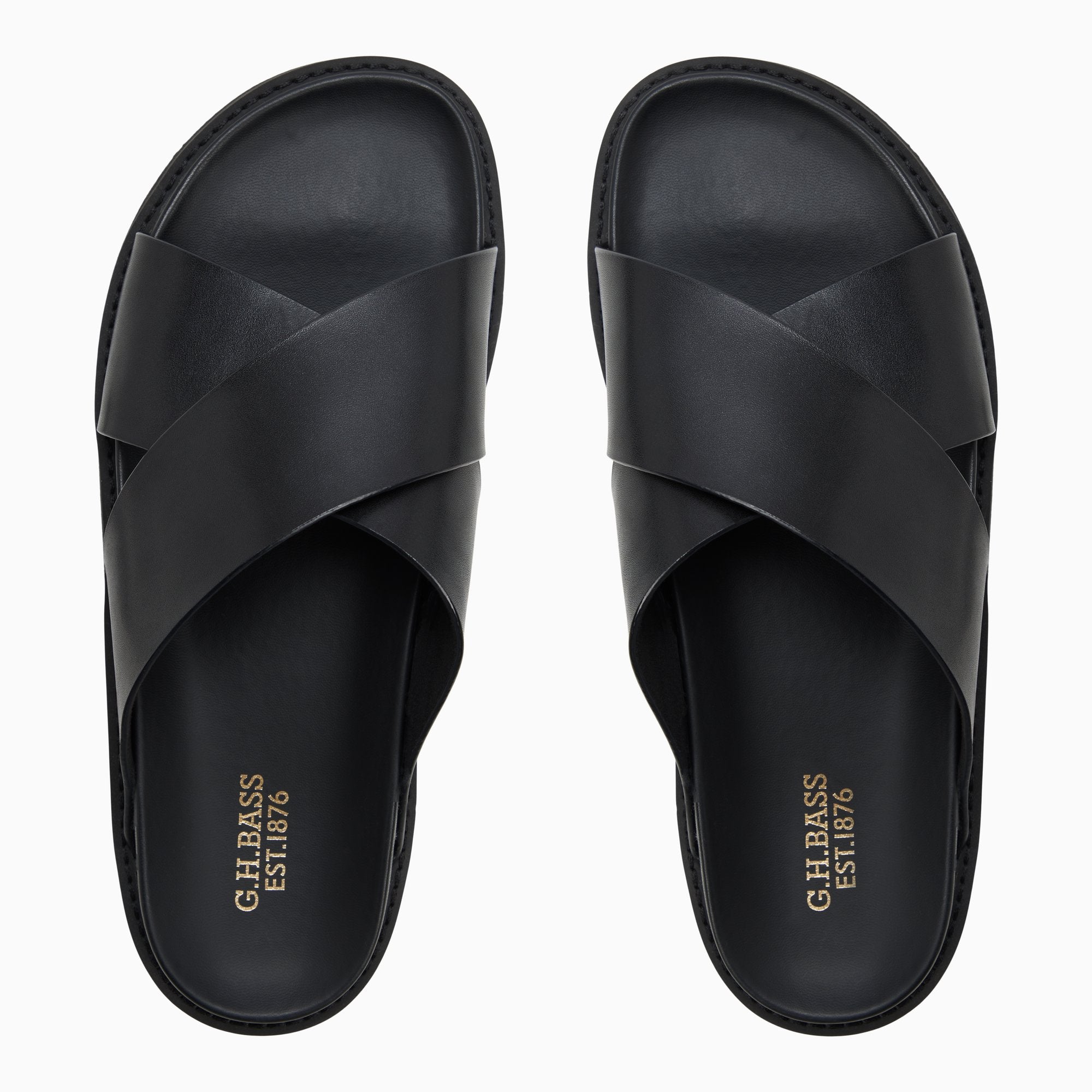 Mens Charleswood Cross Strap Sandals Black | G.H. Bass