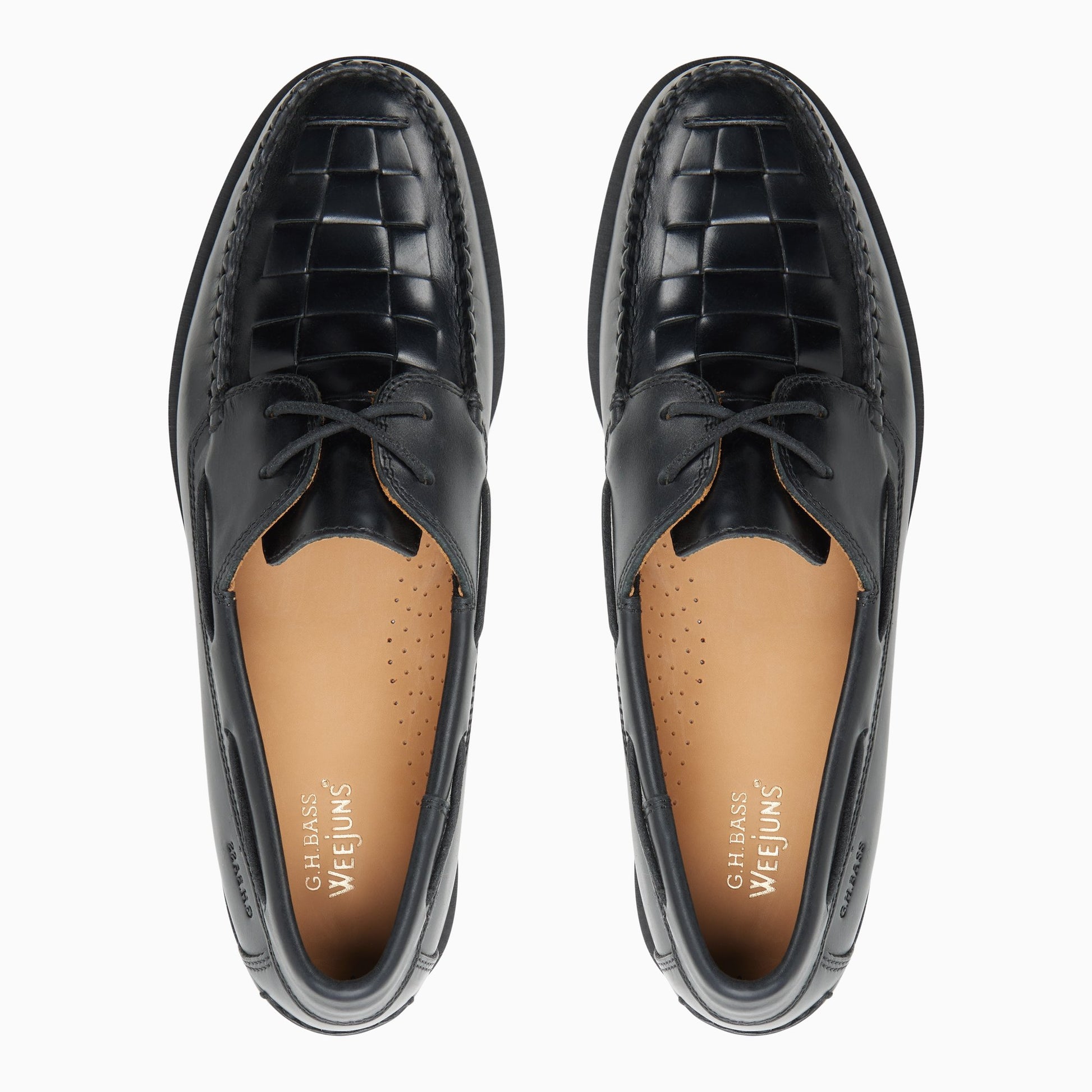 Three-quarter angle of Black Mens Greenwich Weejuns® Boat Shoe Boat Shoes's front side