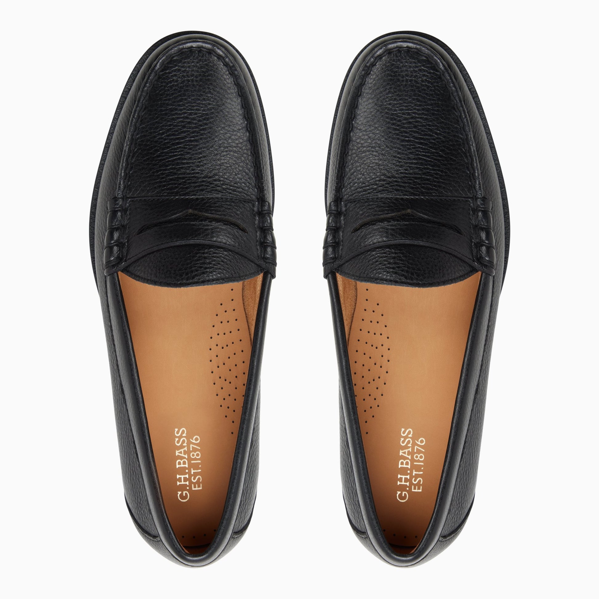 Three-quarter angle of Open black Mens Berkeley Penny Loafer Penny Loafers's front side