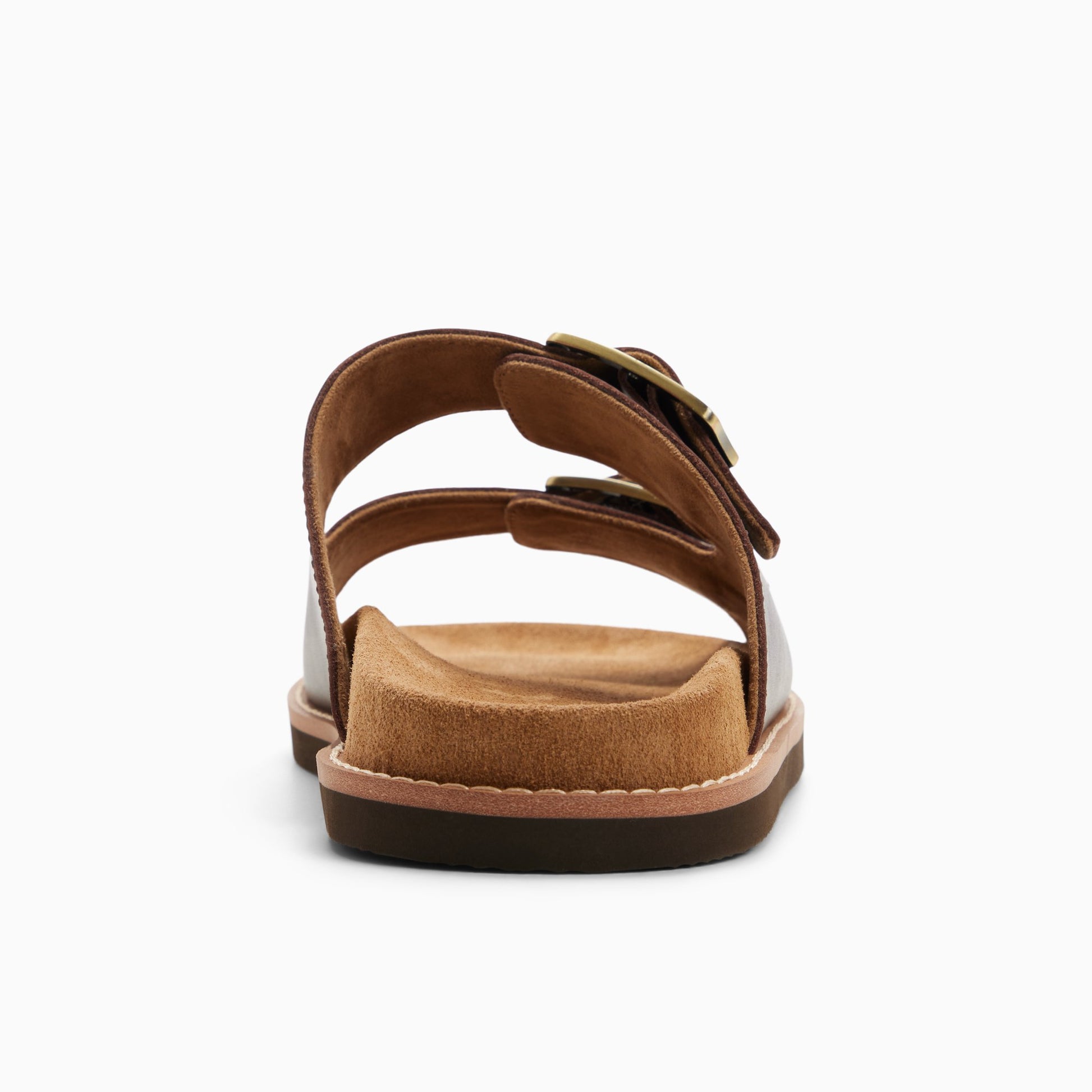 Side view of Dark brown Mens Meridian Double Strap Sandal Footbed Double Strap Sandals