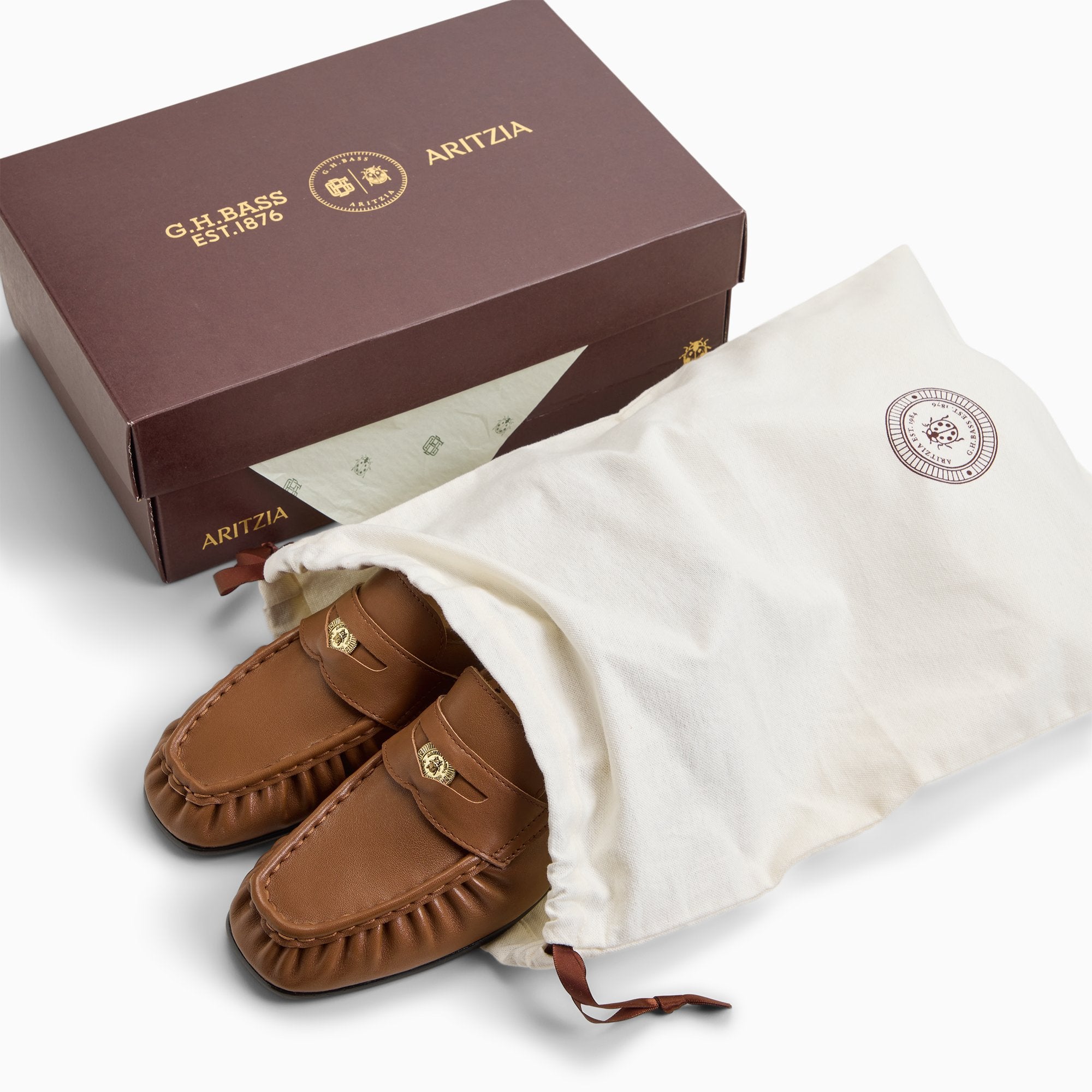 Womens G.H.BASS x Aritzia Milton Coin Penny Loafer Brown | G.H. Bass