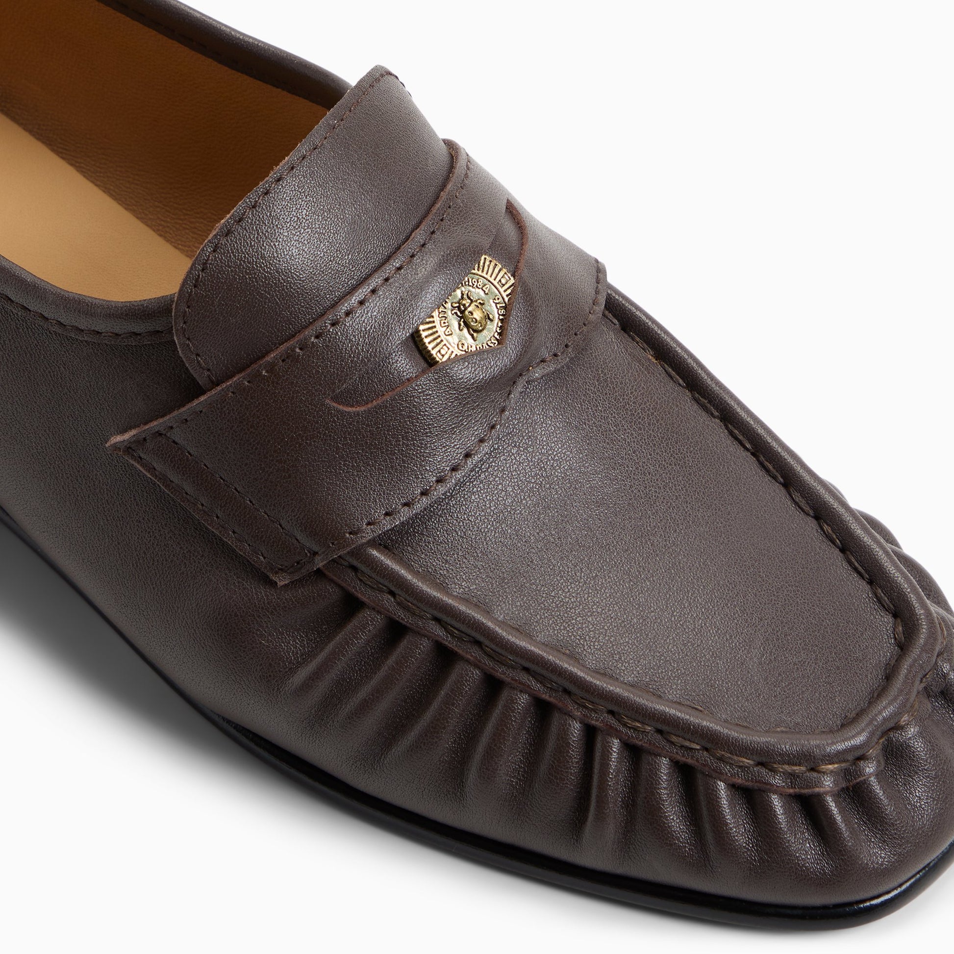 Top-down view of the Dark brown Womens G.H.BASS x Aritzia Milton Coin Penny Loafer Penny Loafers