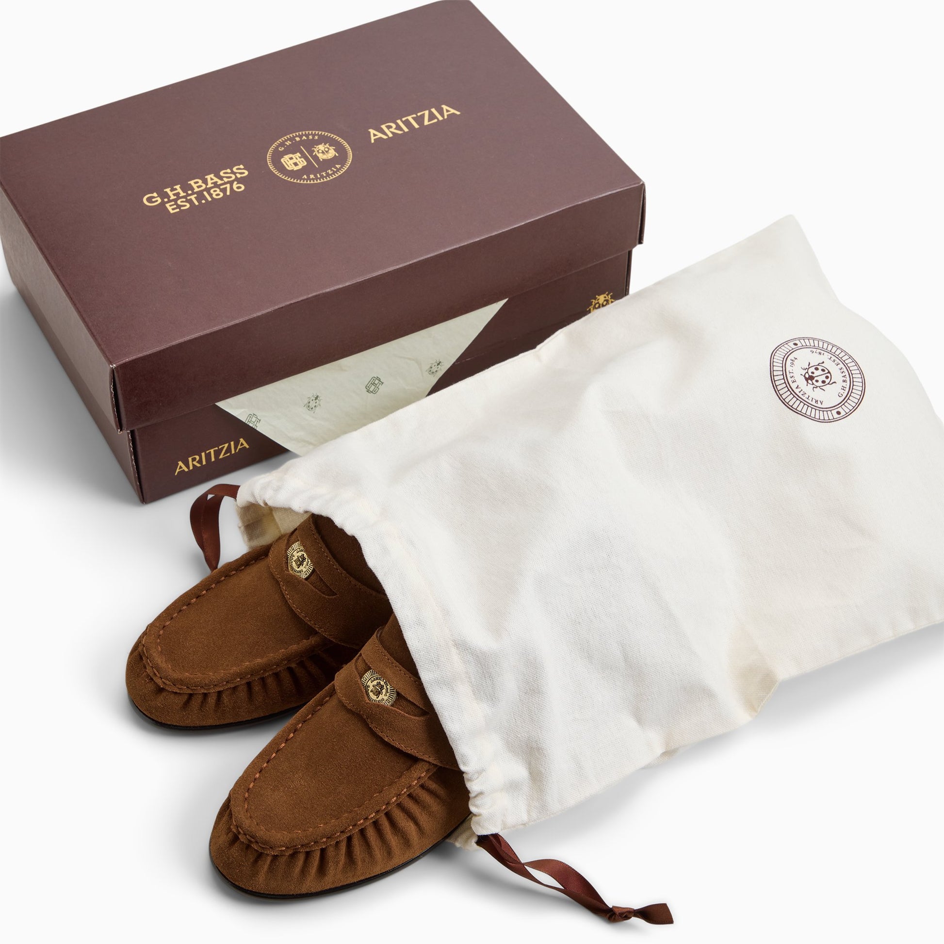 View of Brown Womens G.H.BASS x Aritzia Spence Coin Penny Loafer Penny Loafers's sole