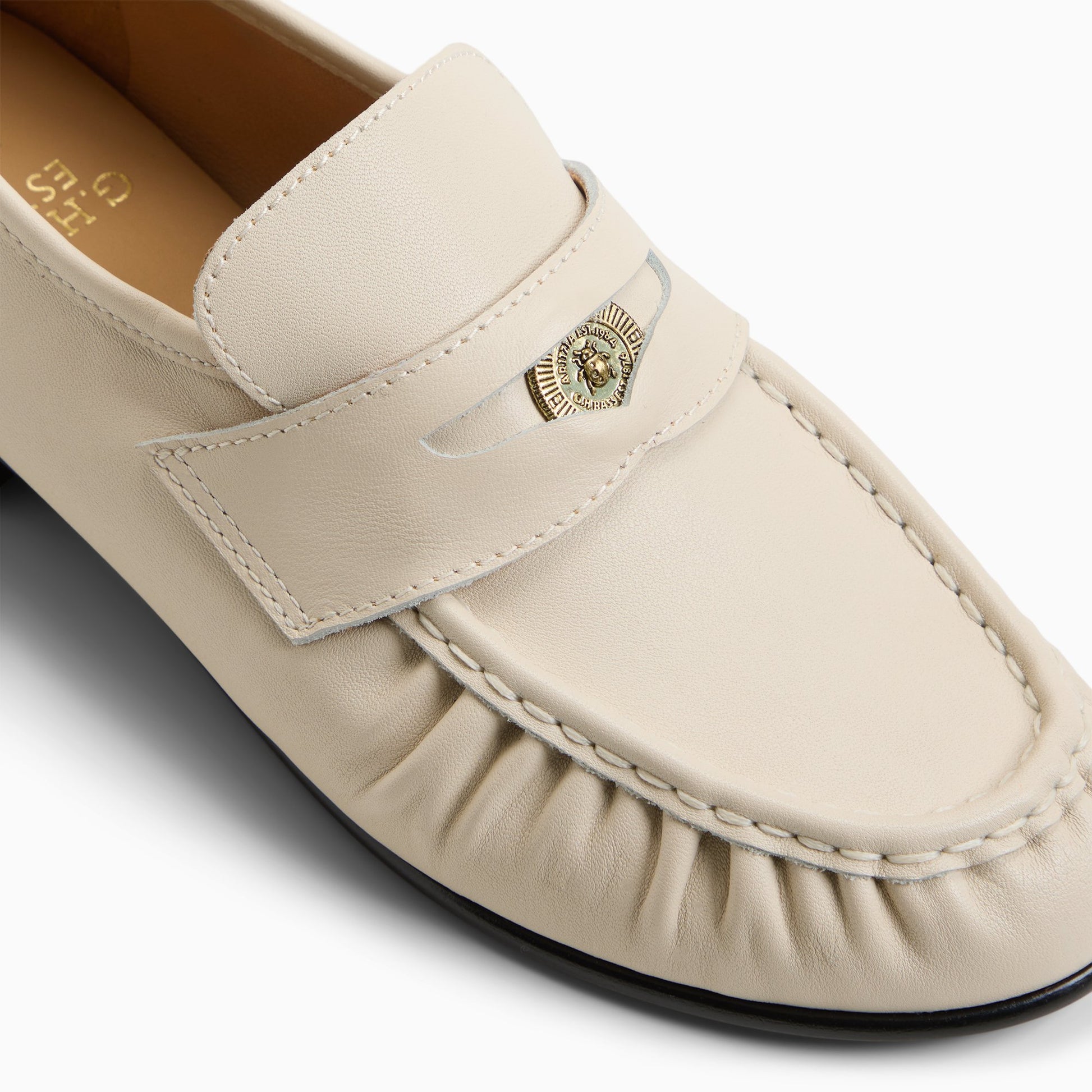 Top-down view of the Ivory Womens G.H.BASS x Aritzia Spence Coin Penny Loafer Penny Loafers