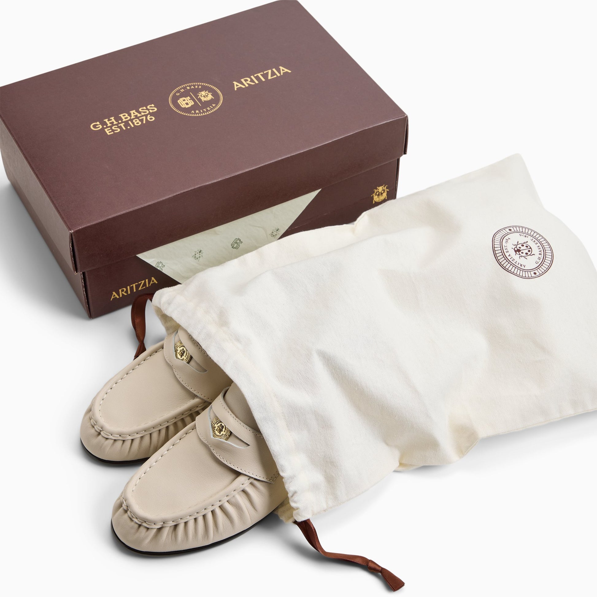 View of Ivory Womens G.H.BASS x Aritzia Spence Coin Penny Loafer Penny Loafers's sole