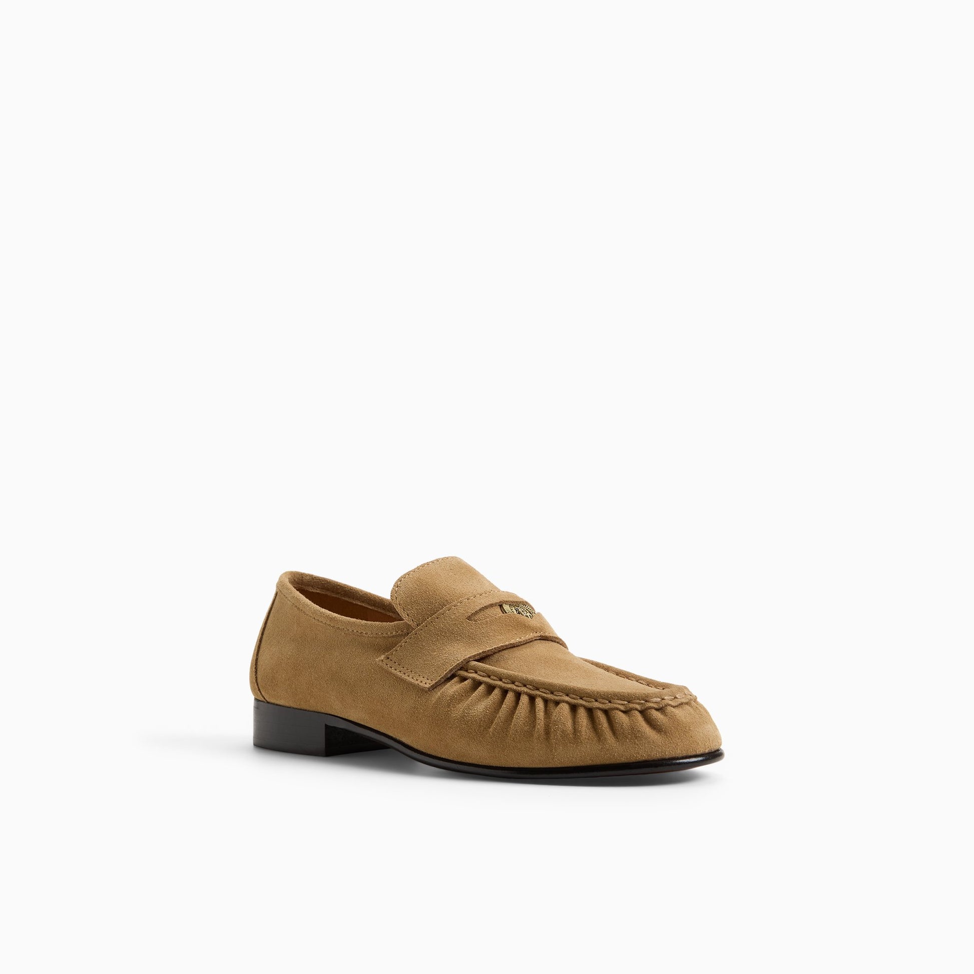 Three-quarter angle of Tan Womens G.H.BASS x Aritzia Spence Coin Penny Loafer Penny Loafers's back side