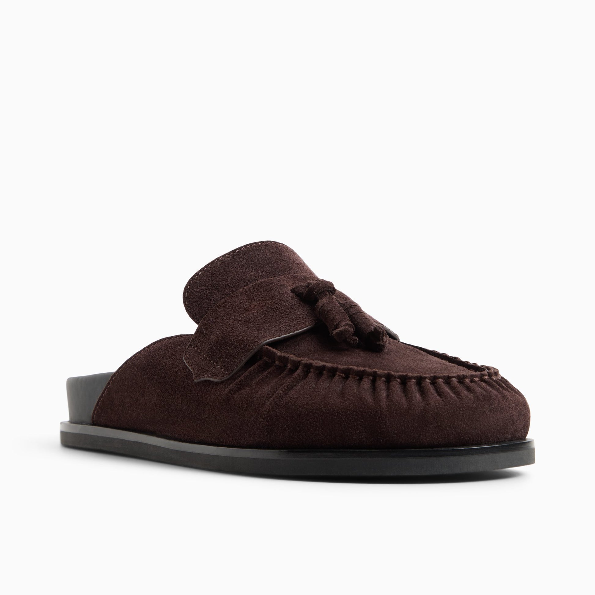 Three-quarter angle of Dark choco Women's Sybil Mule Clogs &amp; Mules's back side
