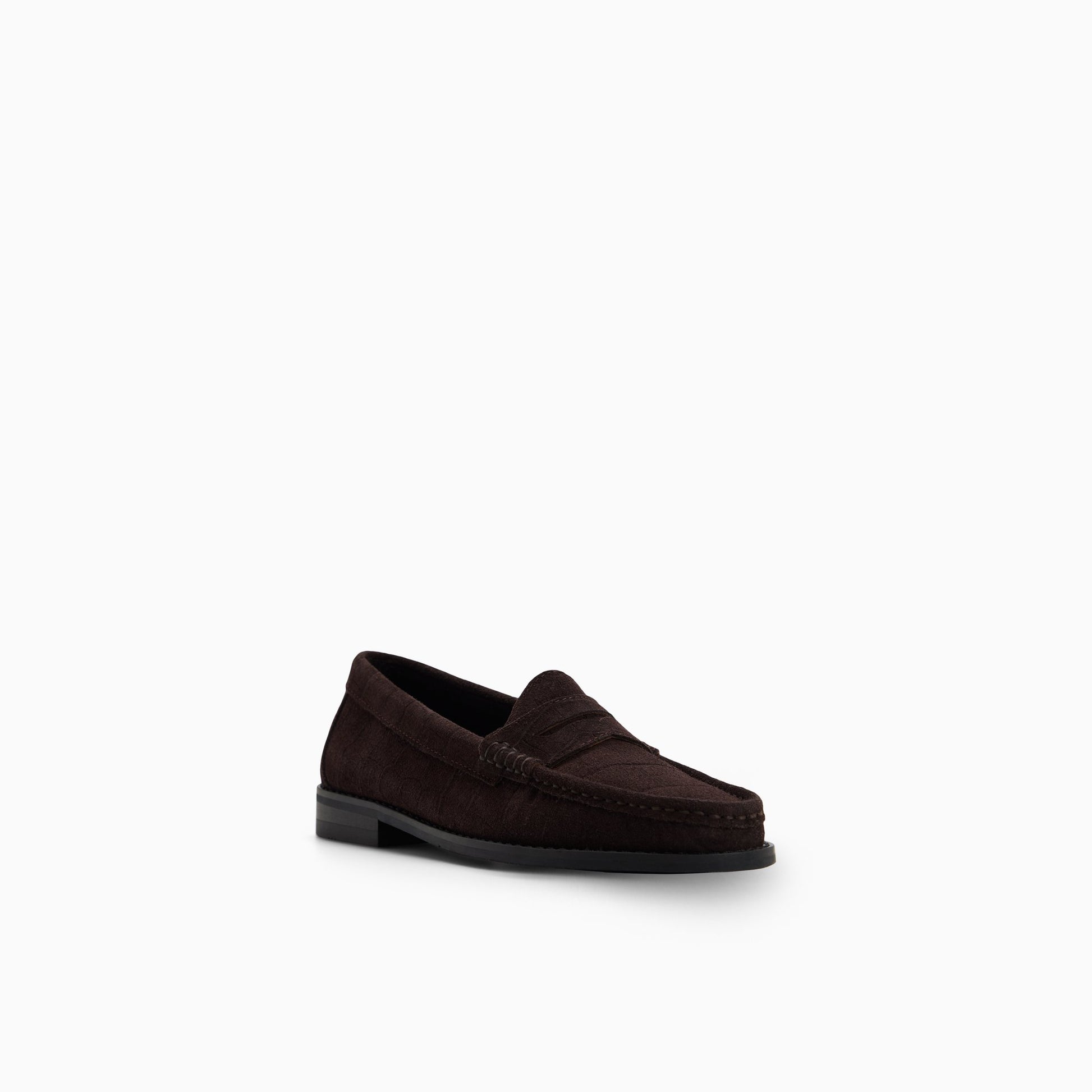 Three-quarter angle of Dark choco Womens Blythe Penny Loafer Penny Loafers's back side
