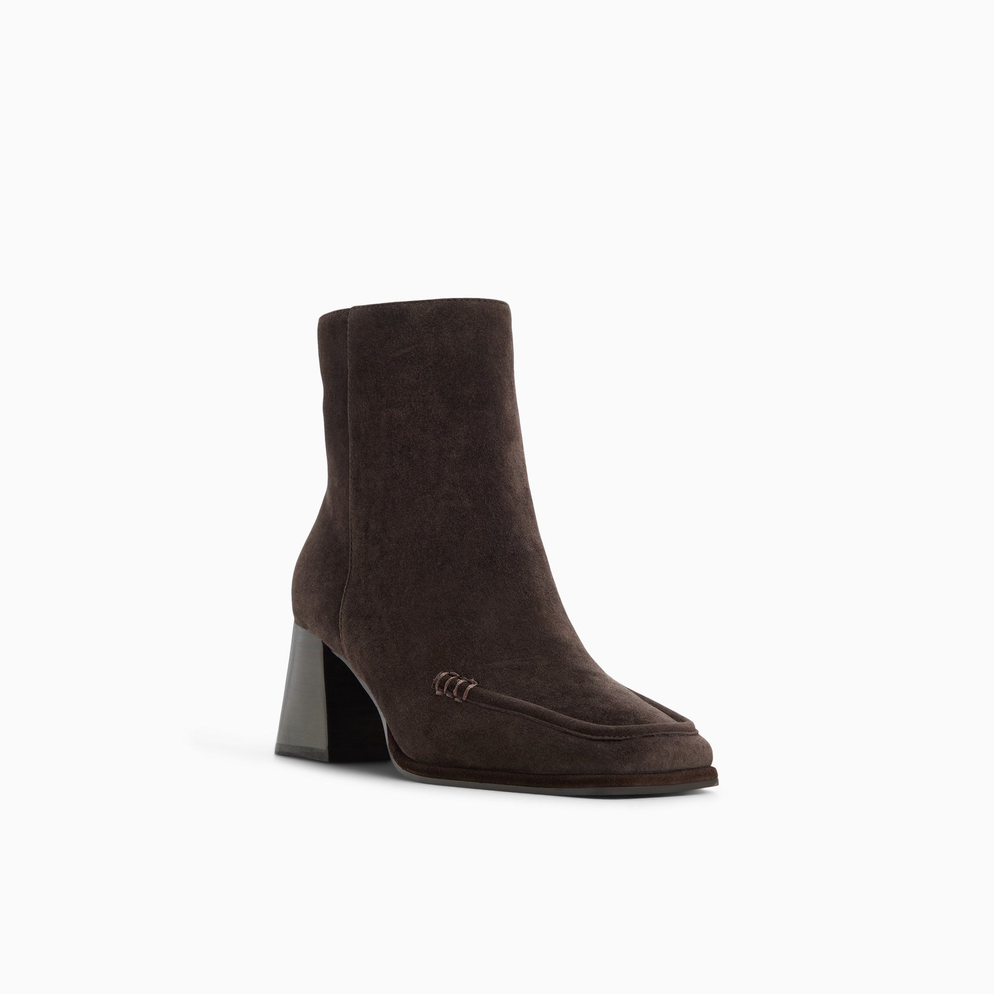 Three-quarter angle of Dark choco Women's Avery Ankle Boot Ankle Boots's back side