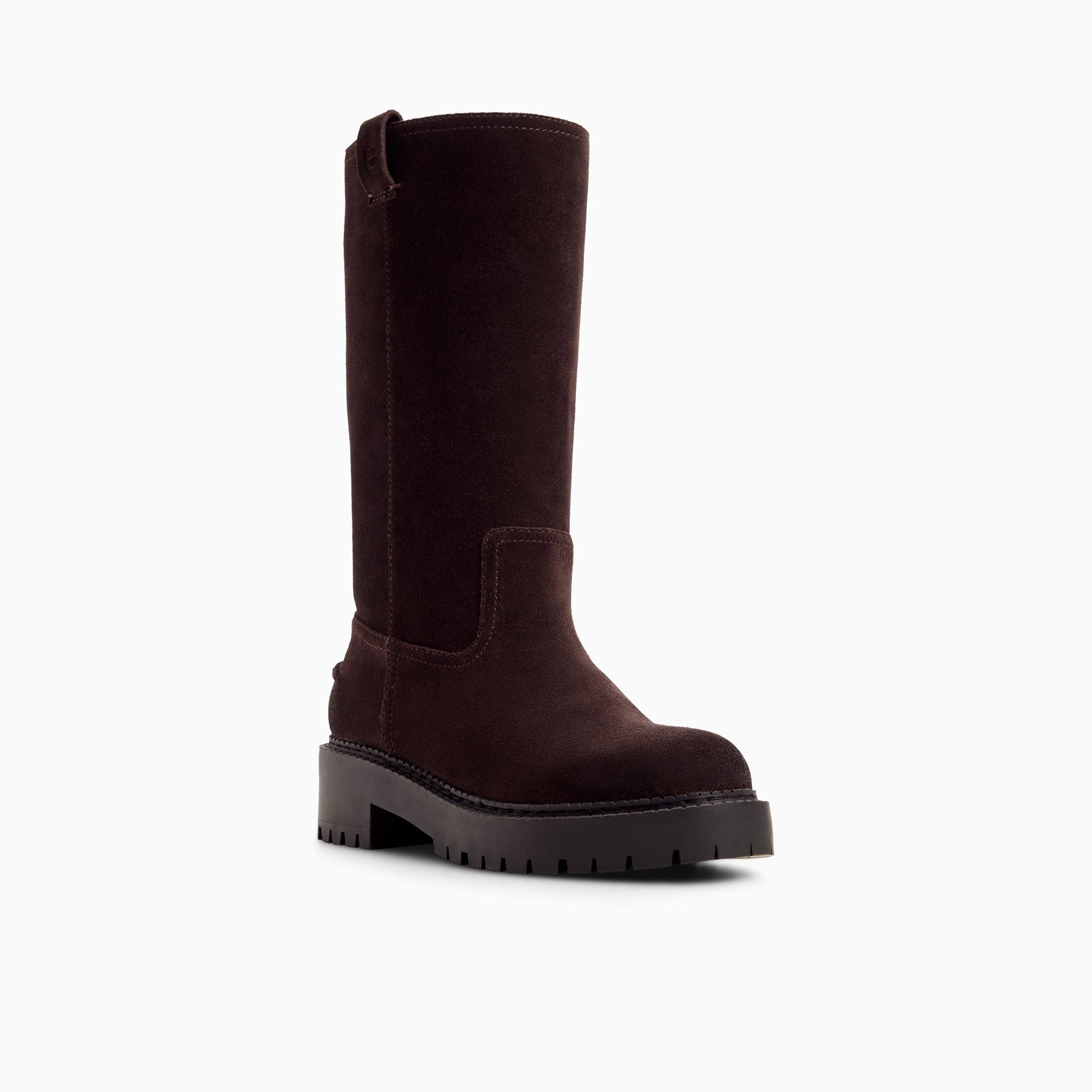 Three-quarter angle of Dark choco Women's Honor Mid-Calf Boot Mid-Calf Boots's back side