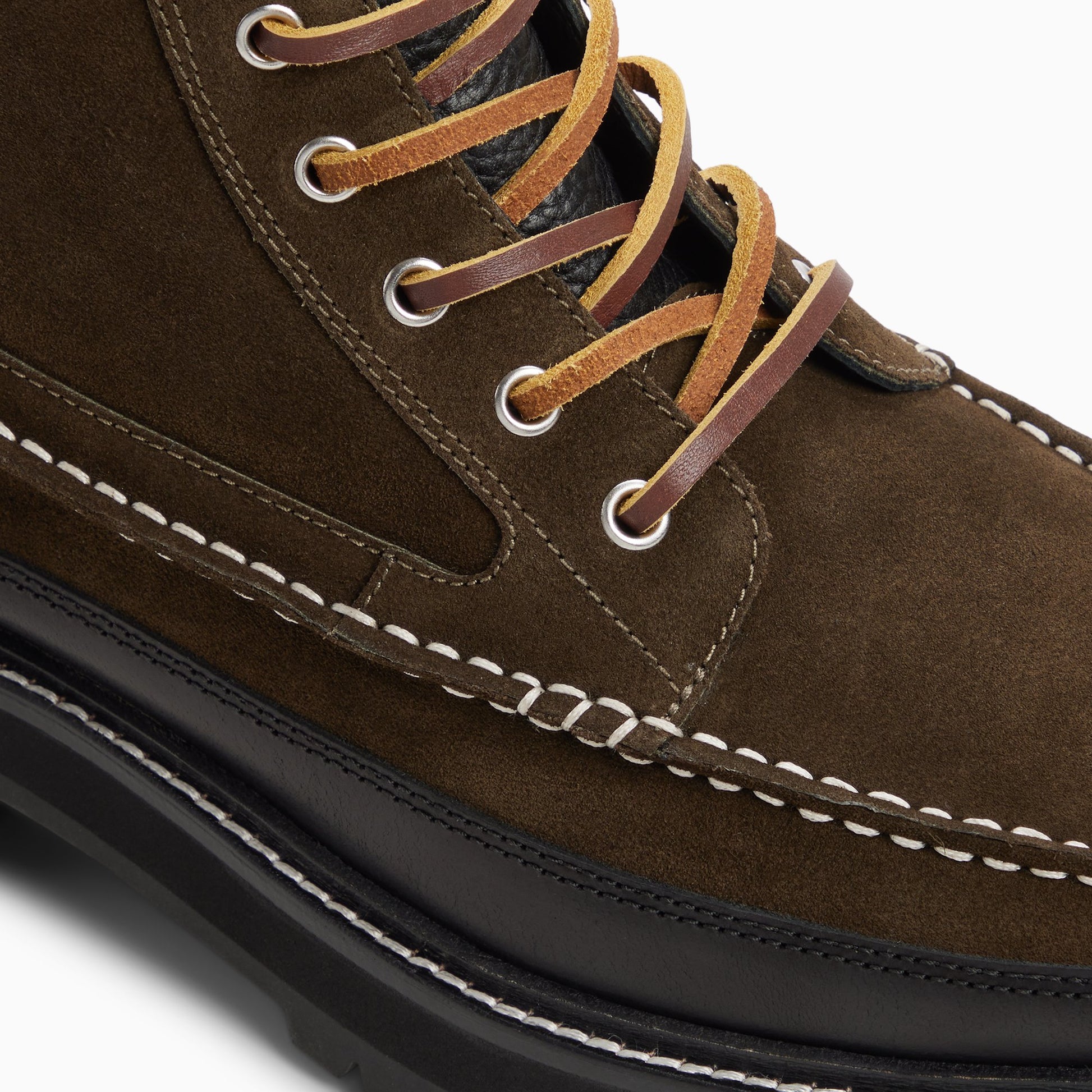 Top-down view of the Olive Men's Quail Hunter Lace-Up Boot Lace-Up Boots
