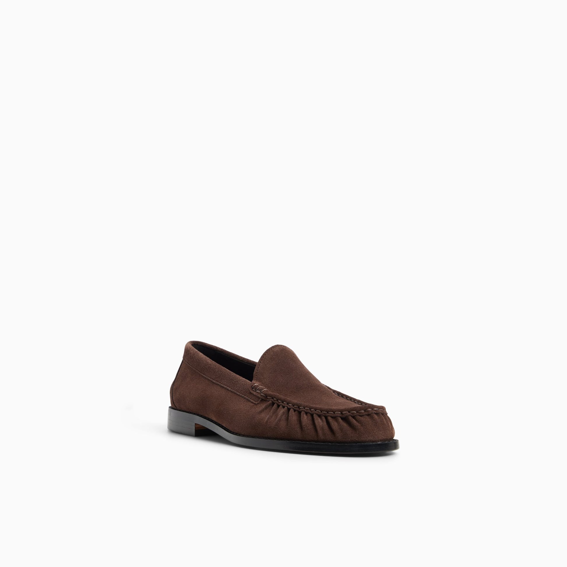Three-quarter angle of Brown Men's Venetian Gathered Weejuns® Loafer Venetian Loafers's back side