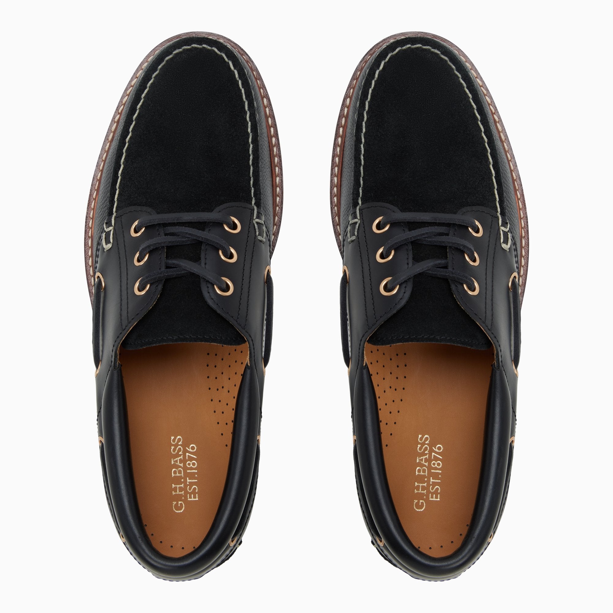 靴 GH bass Men's 1876 Wanderer Lug Boat Shoe Black | G.H. Bass – G.H.BASS