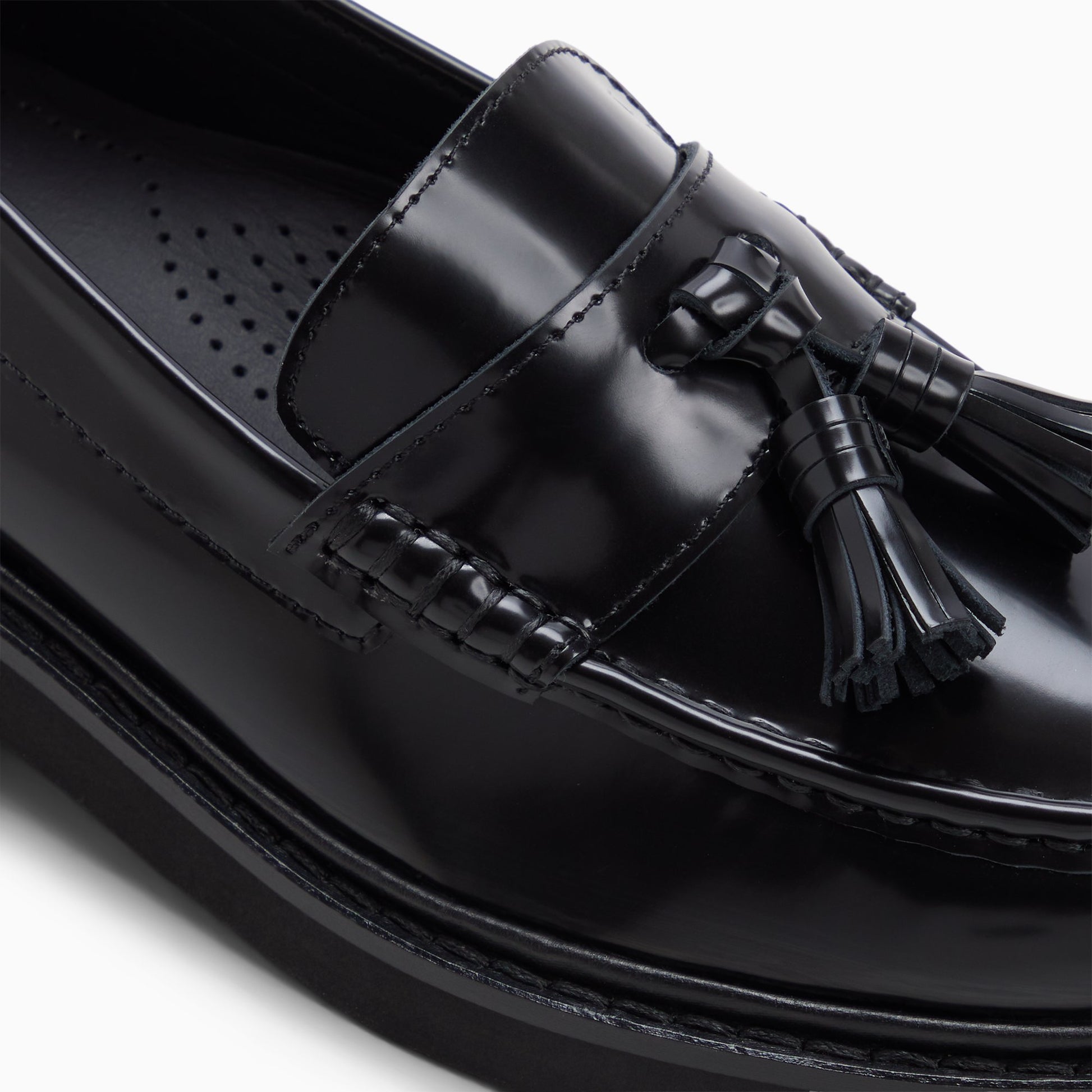 Top-down view of the Black Women's Margot Tassel Loafer Tassel Loafers