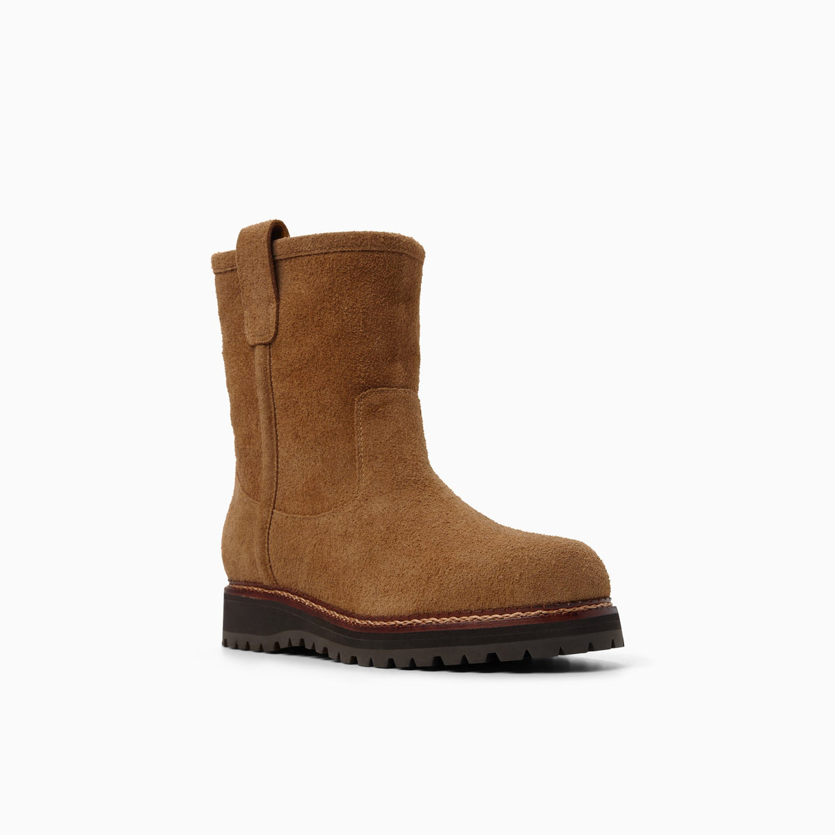 Three-quarter angle of Medium beige Men's Vanguard Pull-On Boot Mid-Calf Boot Mid-Calf Boots's back side