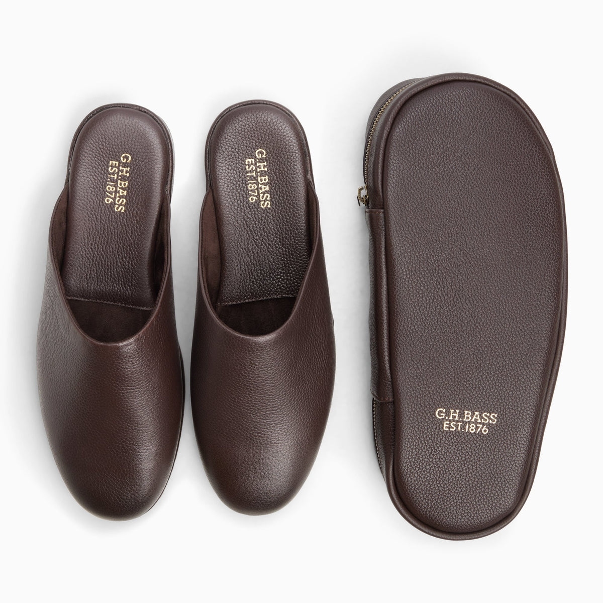 View of Brown Men's Monogram Packable Travel Slipper Slippers's sole